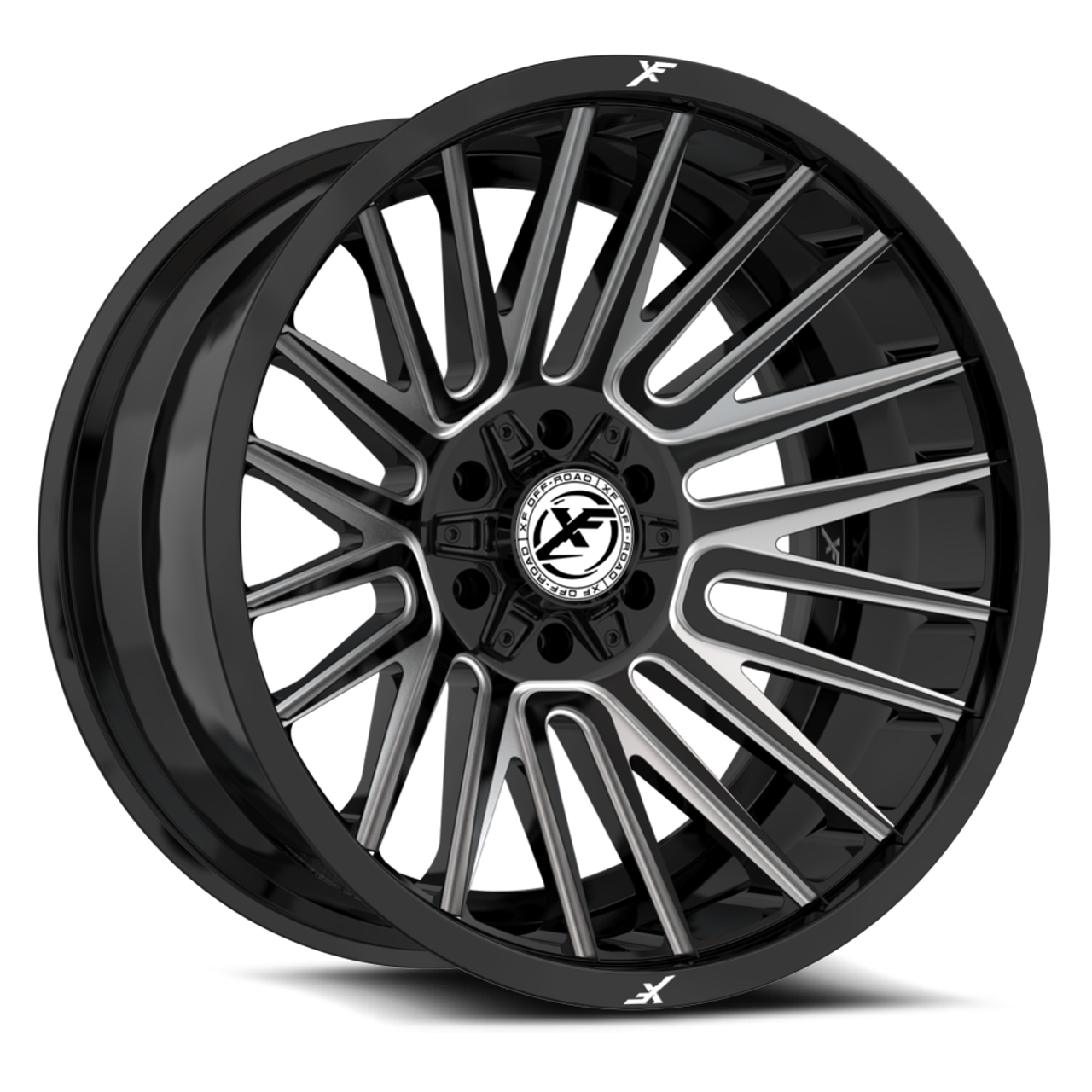 20" XF Off-Road XF-234 Gloss Black & Milled 20x9 Wheel 6x135 6x5.5 12mm Rim