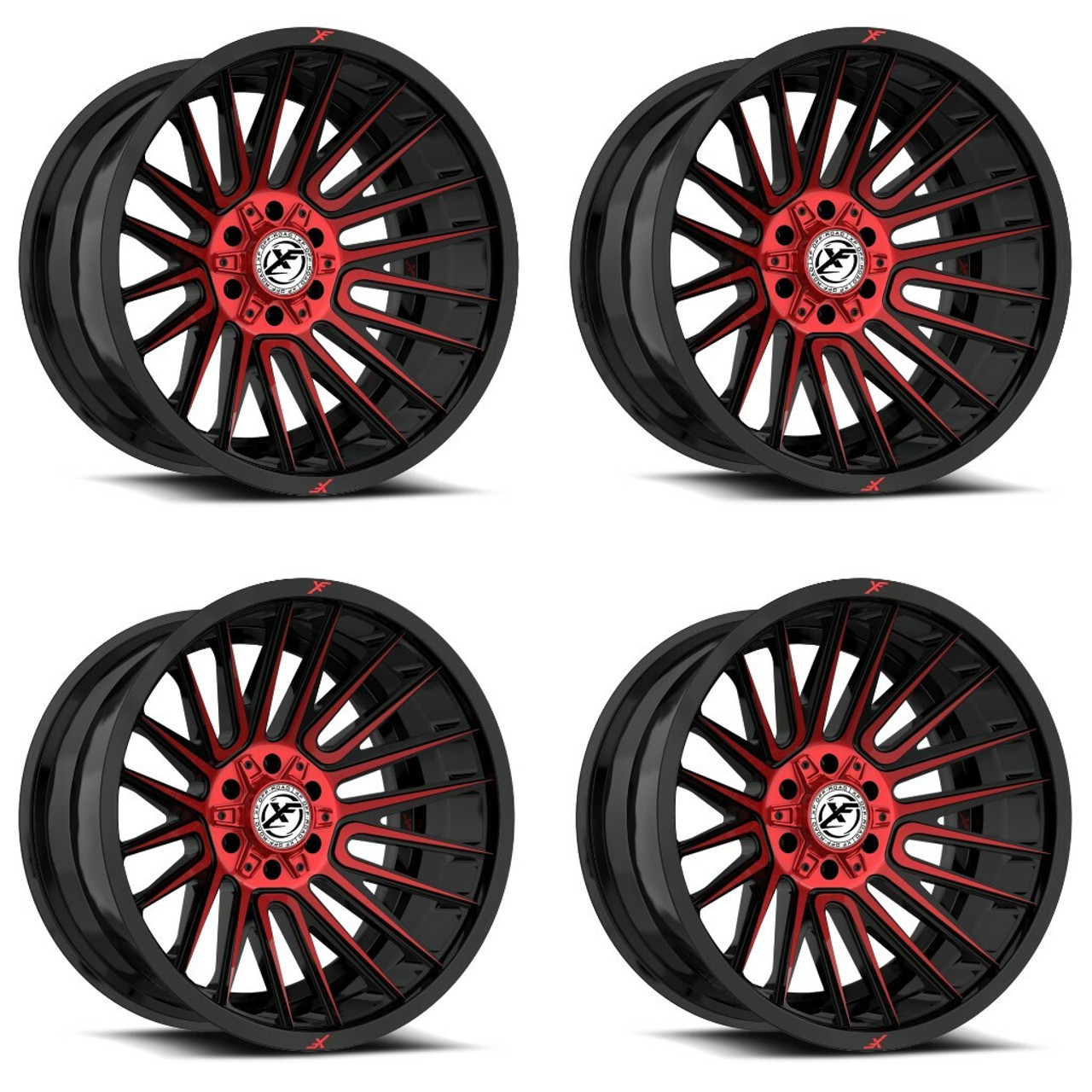 Set 4 17" XF Off-Road XF-234 Black & Red Machined 17x9 Wheels 6x135 6x5.5 0mm