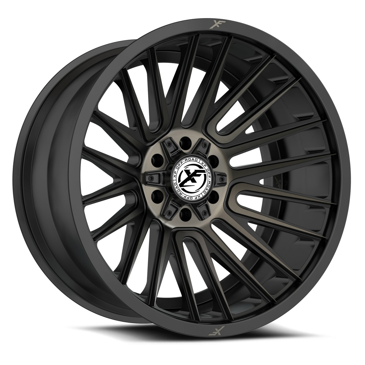 Set 4 17" XF Off-Road XF-234 Gloss Black & Brushed DDT 17x9 5x5 5x5.5 12mm Rims