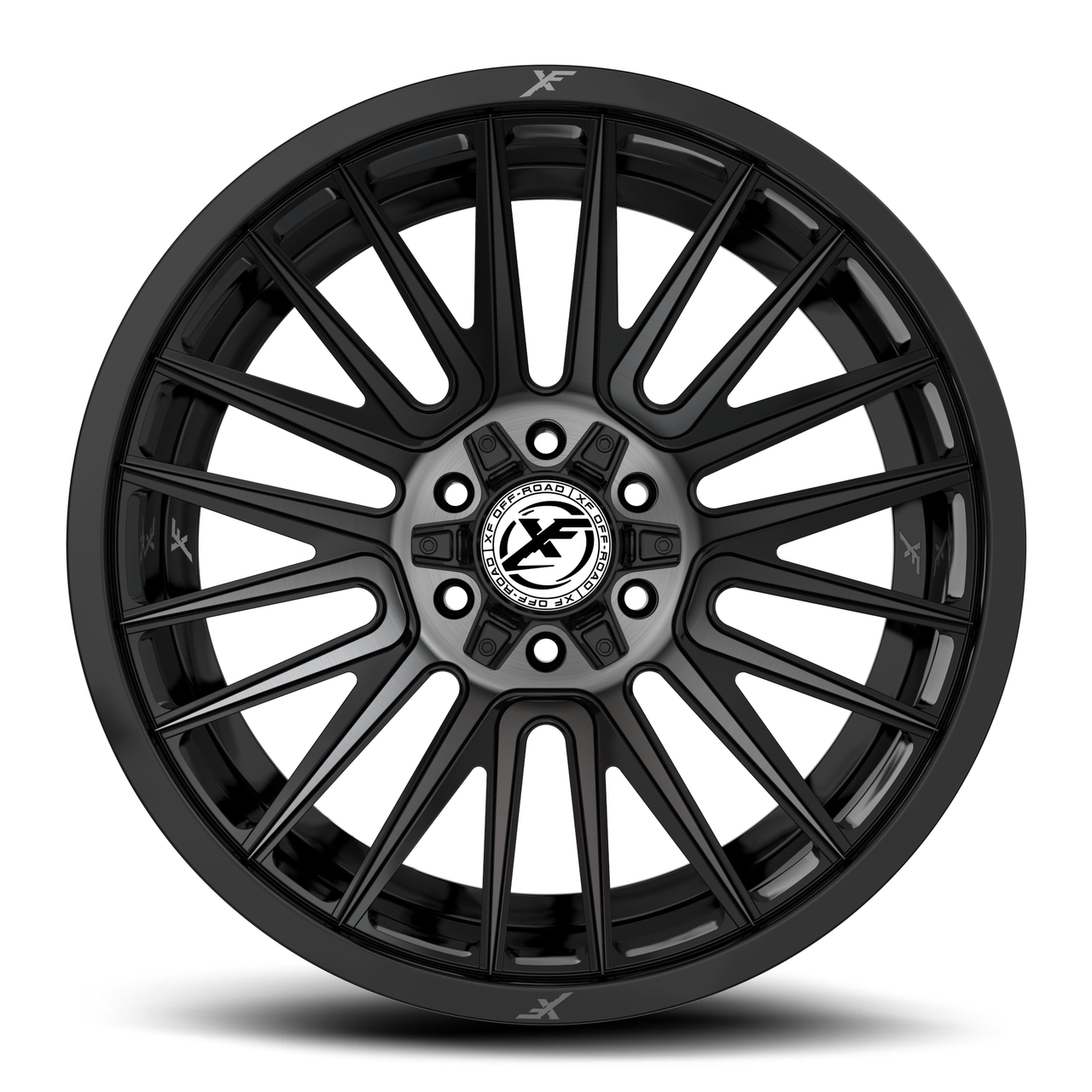 Set 4 17" XF Off-Road XF-234 Gloss Black & Brushed DDT 17x9 Wheels 5x5 5x5.5 0mm