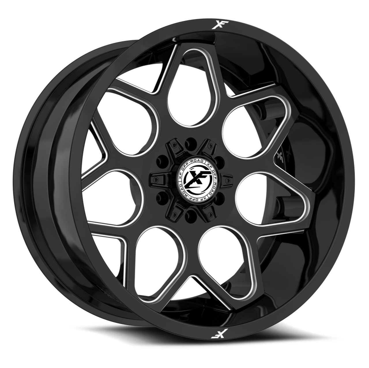 20" XF Off-Road XF-233 Gloss Black & Milled 20x10 Wheel 8x6.5 8x170 -12mm Rim