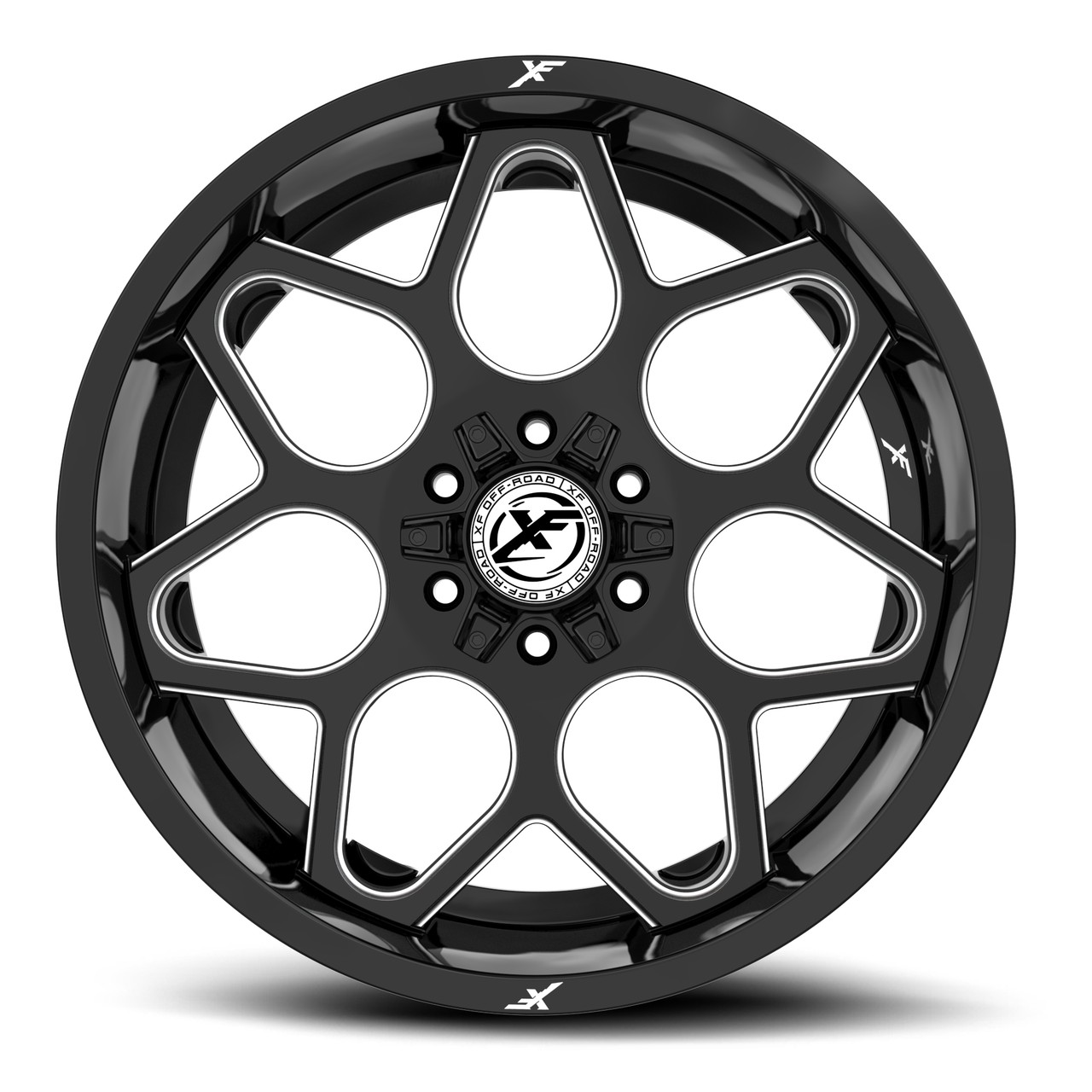 20" XF Off-Road XF-233 Gloss Black & Milled 20x10 Wheel 8x6.5 8x170 -12mm Rim