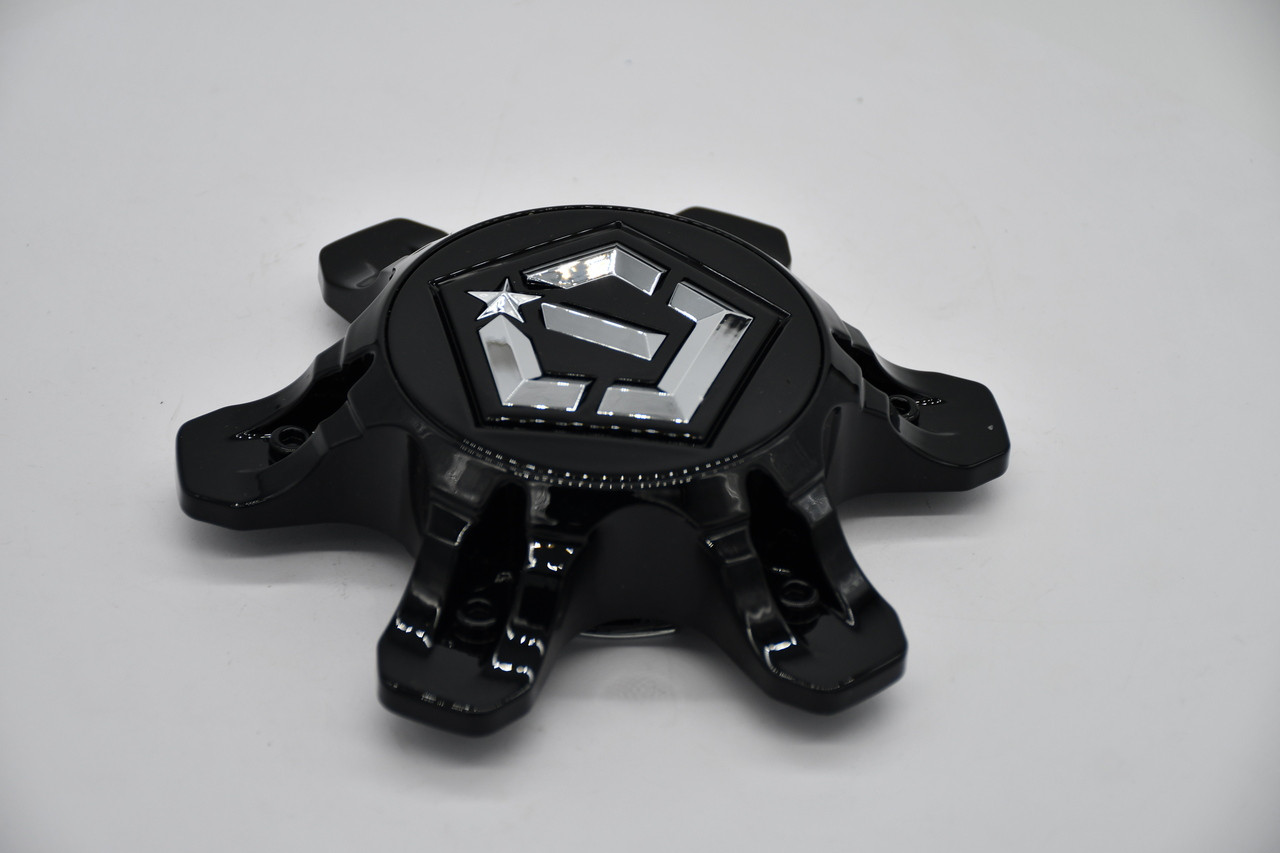 TIS 553BM 6 Lug Gloss Black Chrome Logo Wheel Center Cap