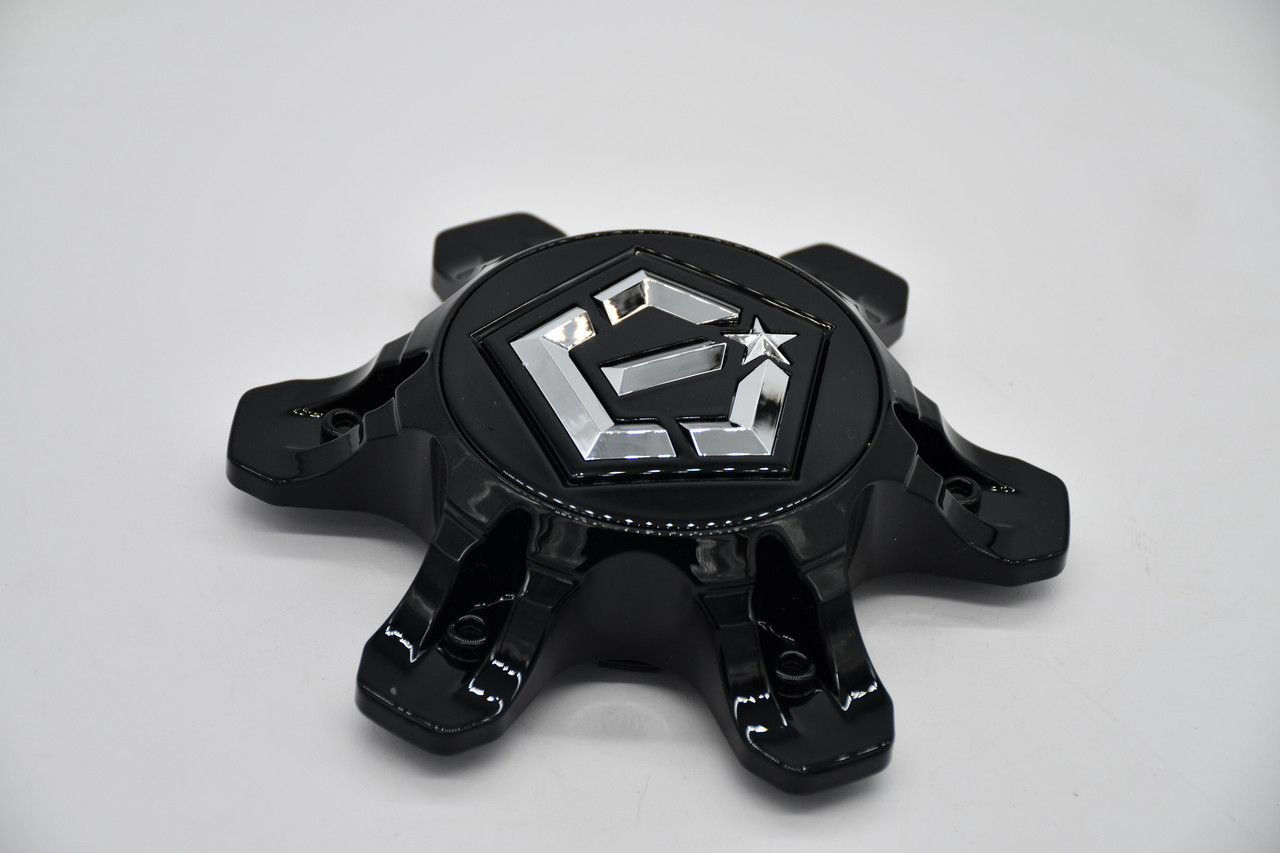 TIS 553BM 6 Lug Gloss Black Chrome Logo Wheel Center Cap