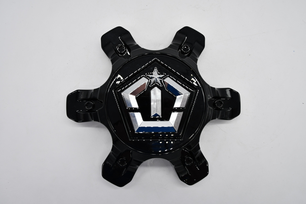 TIS 553BM 6 Lug Gloss Black Chrome Logo Wheel Center Cap
