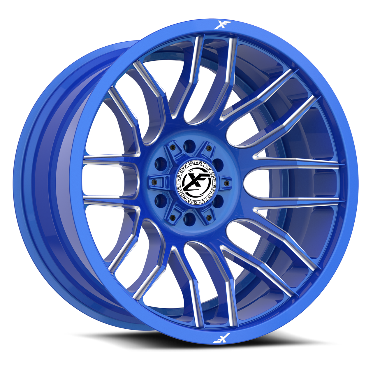 Set 4 20" XF Off-Road XF-232 Anodized Blue & Milled 20x9 Wheels 6x135 6x5.5 12mm