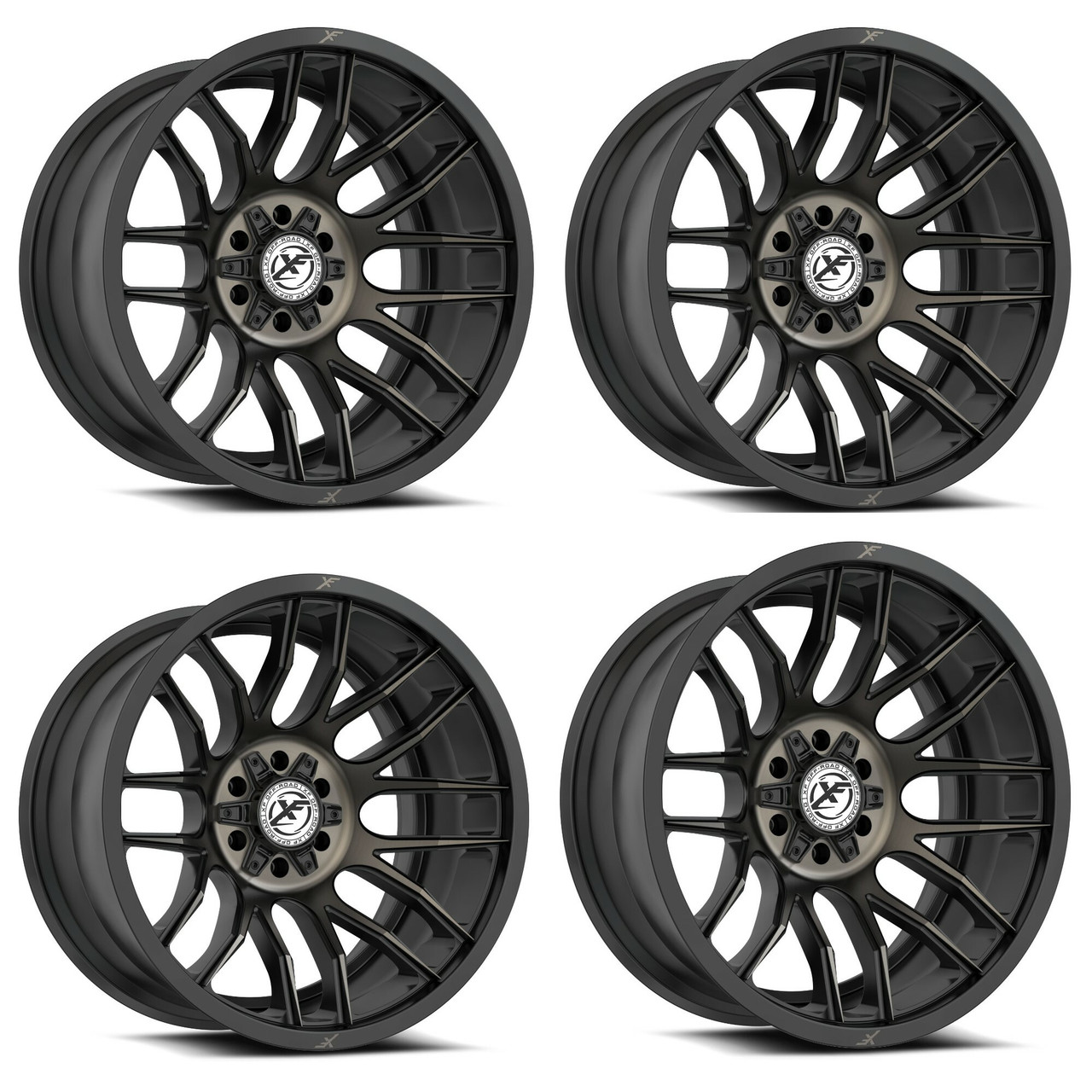 Set 4 18" XF Off-Road XF-232 Black & Bronze Machined DDT 18x9 5x5 5x5.5 12mm Rim