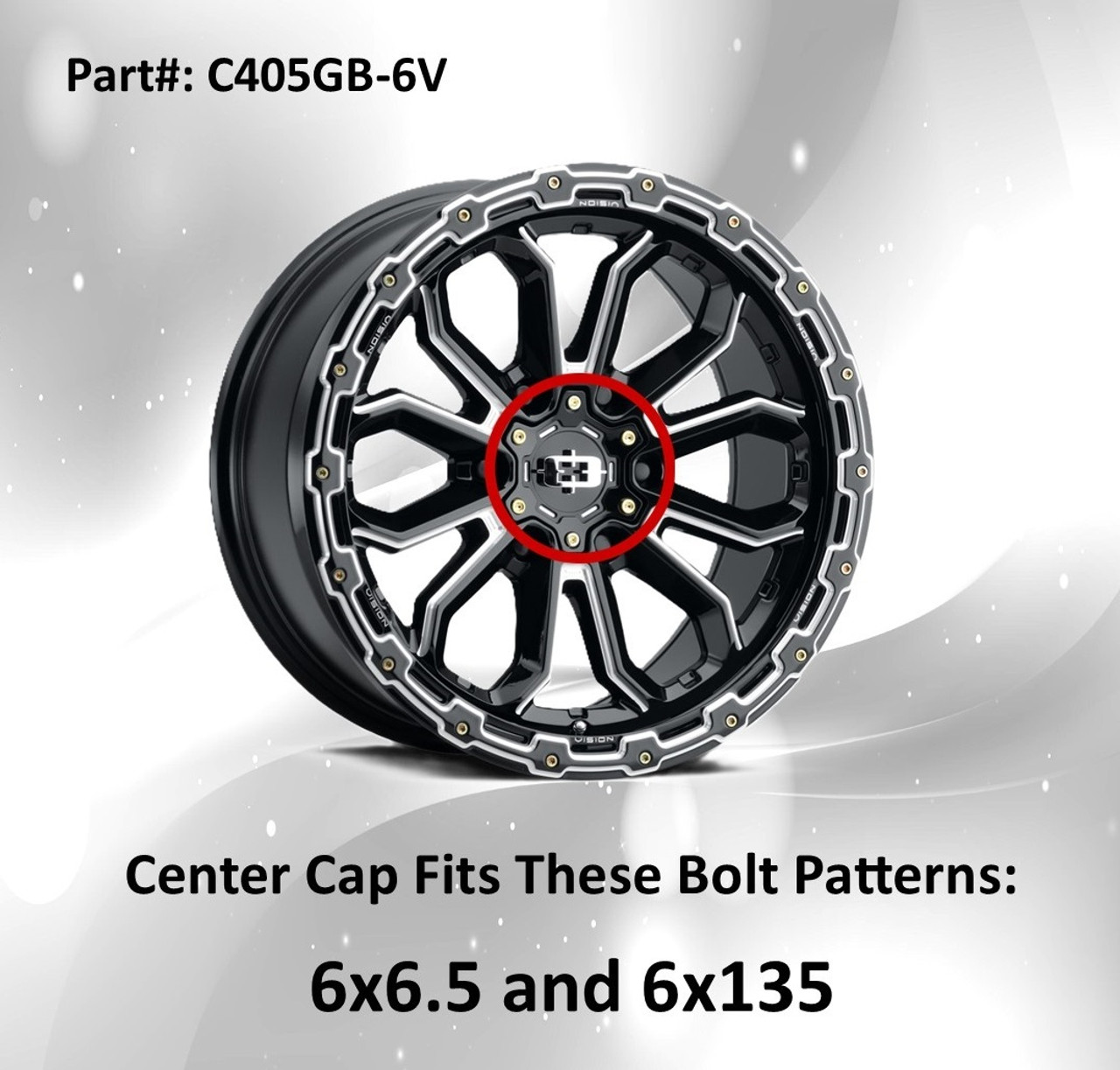 Vision 405 Korupt C405GB-6V Black Gold Screws Wheel Center Cap Fits 6x5.5 6x135