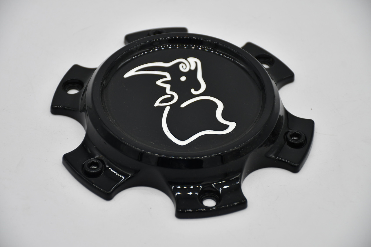 Black Rhino Satin Black White Logo Wheel Center Cap Hub Cap 1911S08 5.5"