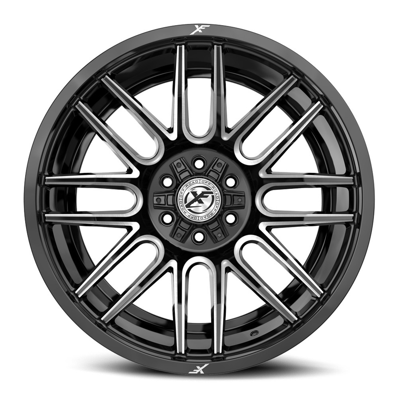 Set 4 20" XF Off-Road XF-232 Gloss Black & Milled 20x9 Wheels 5x5 5x5.5 0mm Rims