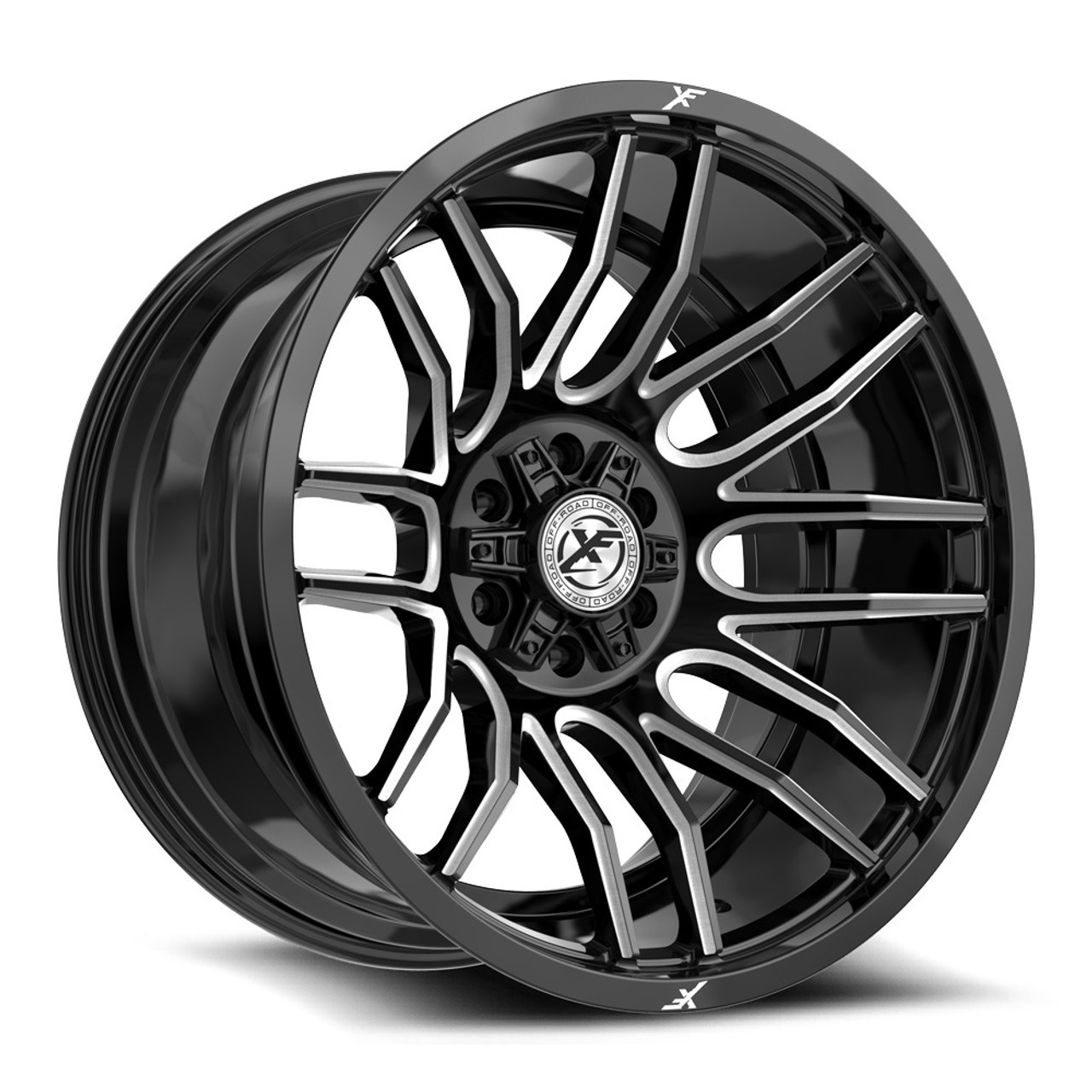 Set 4 20" XF Off-Road XF-232 Gloss Black & Milled 20x10 Wheels 8x6.5 8x170 -12mm