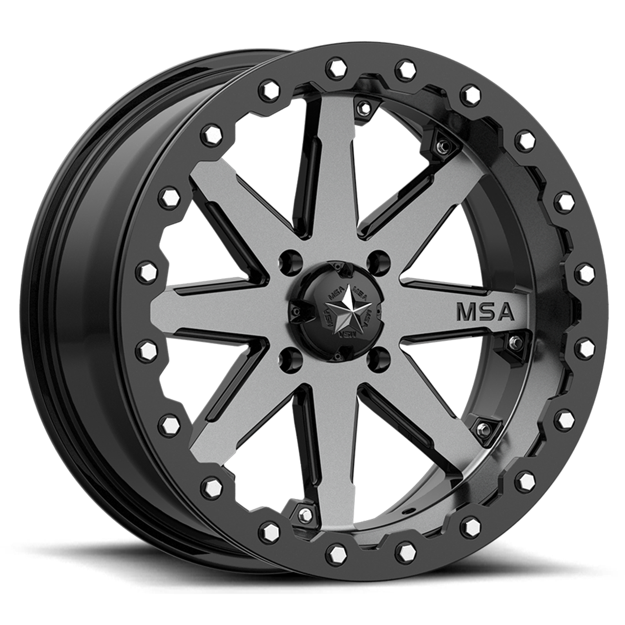 MSA Offroad Wheels M21 Lok Beadlock 16x7 4x137 Charcoal Tint Wheel 16" 0mm Rim