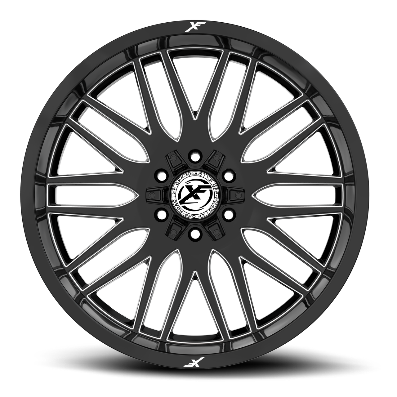 Set 4 24" XF Off-Road XF-240 Gloss Black & Milled 24x12 Wheels 8x6.5 8x170 -44mm