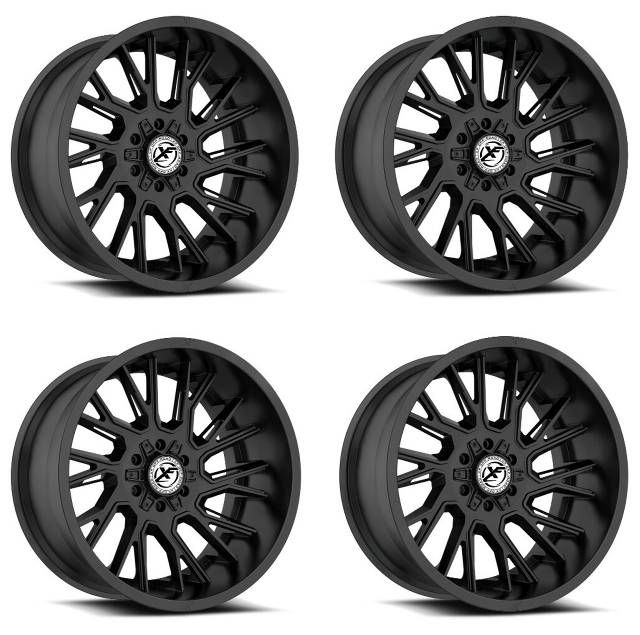 Set 4 22" XF Off-Road XF-230 Satin Black Wheels 22x12 8x6.5 8x180 -44mm Rims