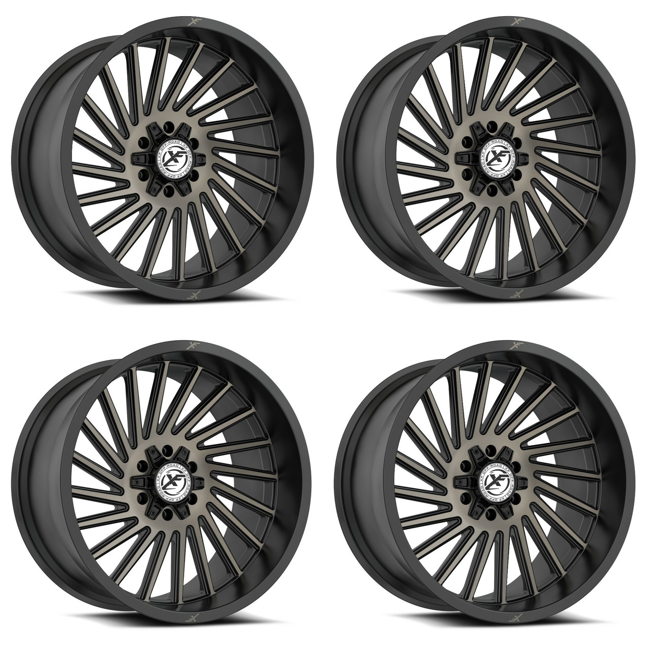 Set 4 20" XF Off-Road XF-239 Black & Bronze Machined DDT 20x9 5x5 5x5.5 12mm Rim