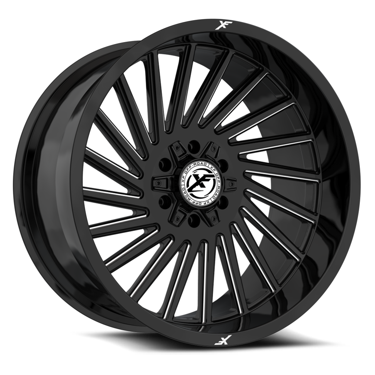 20" XF Off-Road XF-239 Gloss Black & Milled 20x9 Wheel 8x6.5 8x170 0mm Truck Rim