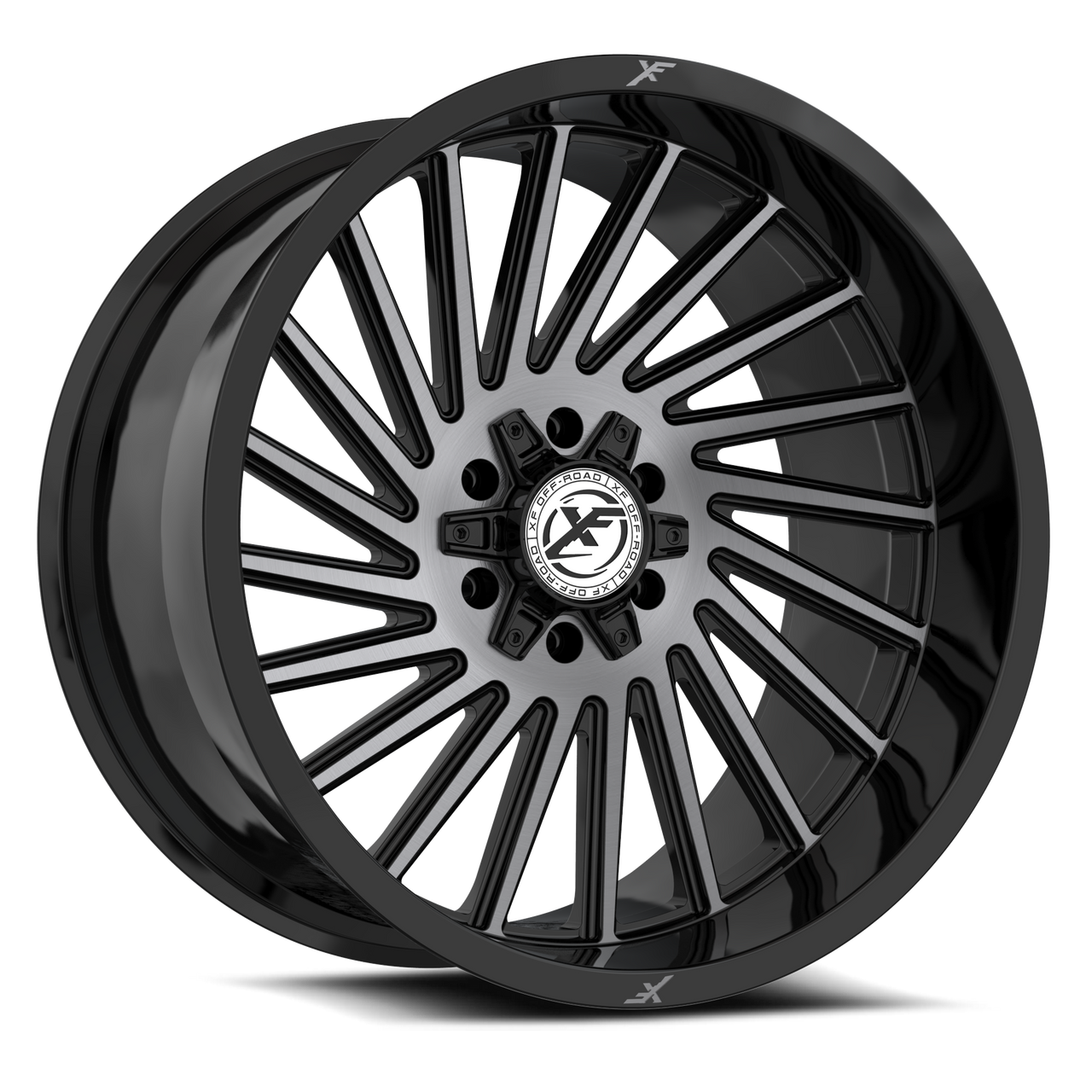 20" XF Off-Road XF-239 Gloss Black & Brushed DDT 20x9 Wheel 8x6.5 8x170 0mm Rim