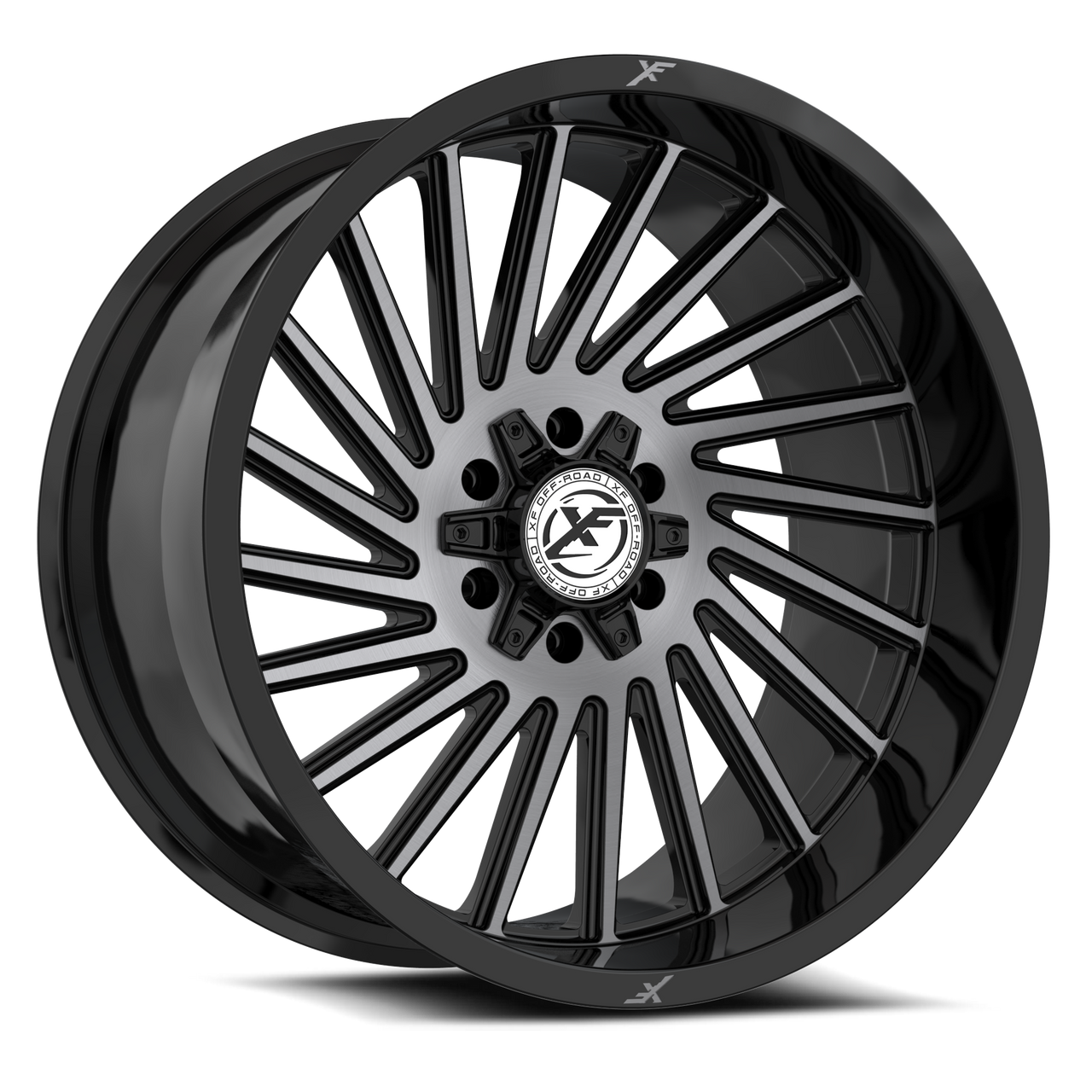 Set 4 20" XF Off-Road XF-239 Black & Brushed DDT 20x9 Wheels 8x6.5 8x170 0mm Rim
