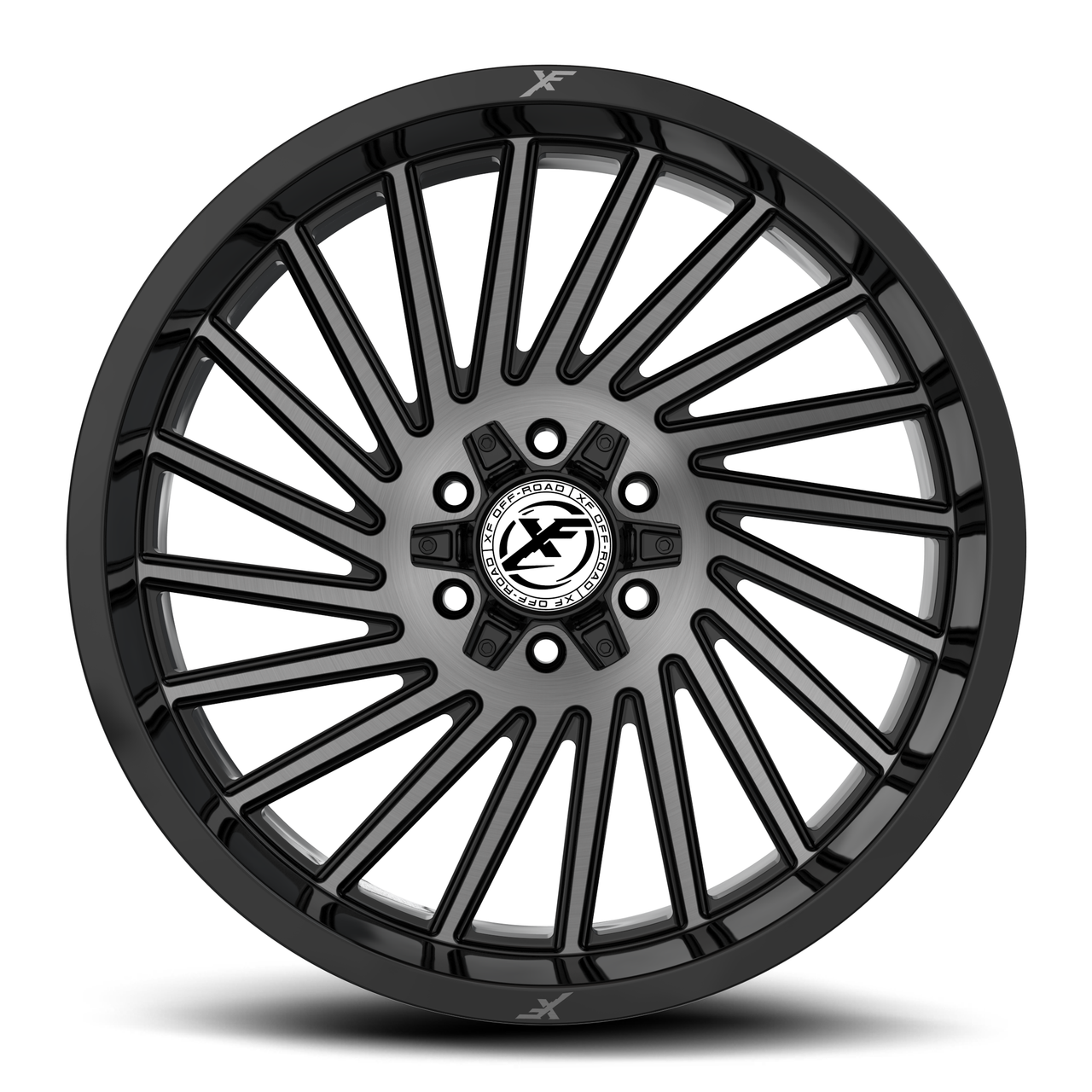 Set 4 20" XF Off-Road XF-239 Black & Brushed DDT 20x9 Wheels 8x6.5 8x170 0mm Rim