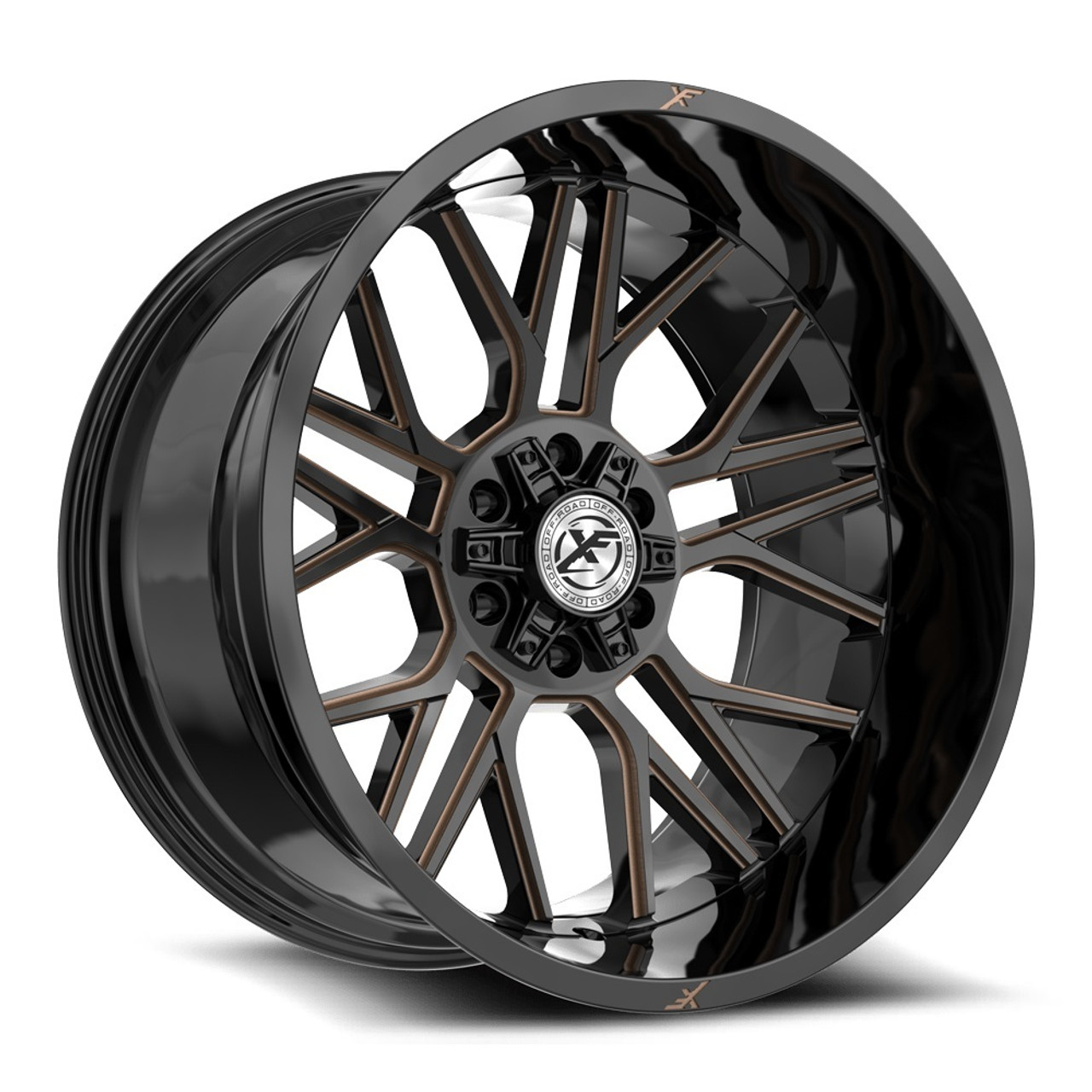 Set 4 20" XF Off-Road XF-235 Gloss Black Bronze Milled 20x9 Wheels 5x5 5x5.5 0mm