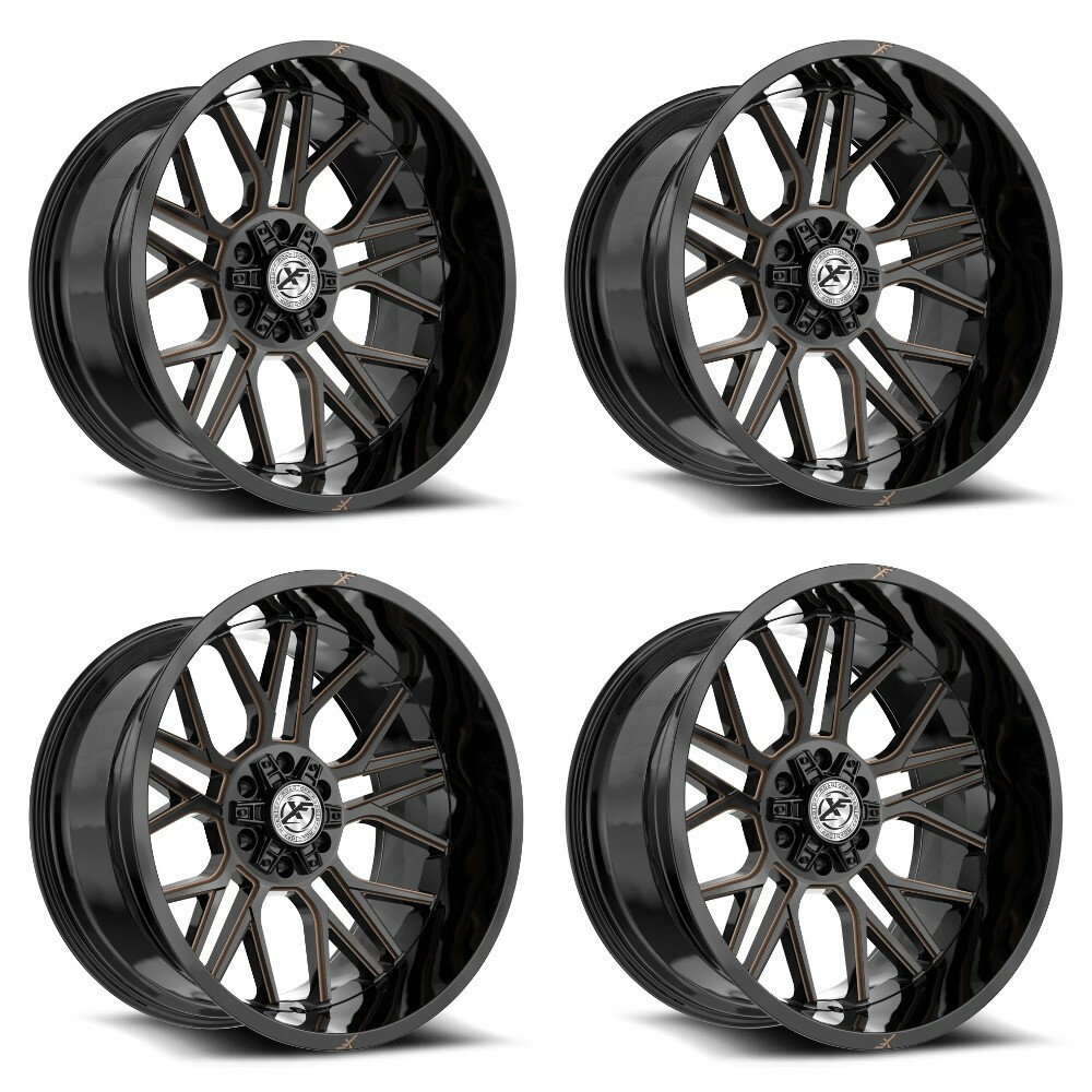 Set 4 20" XF Off-Road XF-235 Gloss Black Bronze Milled 20x10 6x135 6x5.5 -24mm