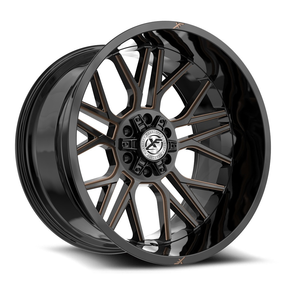Set 4 20" XF Off-Road XF-235 Gloss Black Bronze Milled 20x10 5x5 5x5.5 -24mm Rim