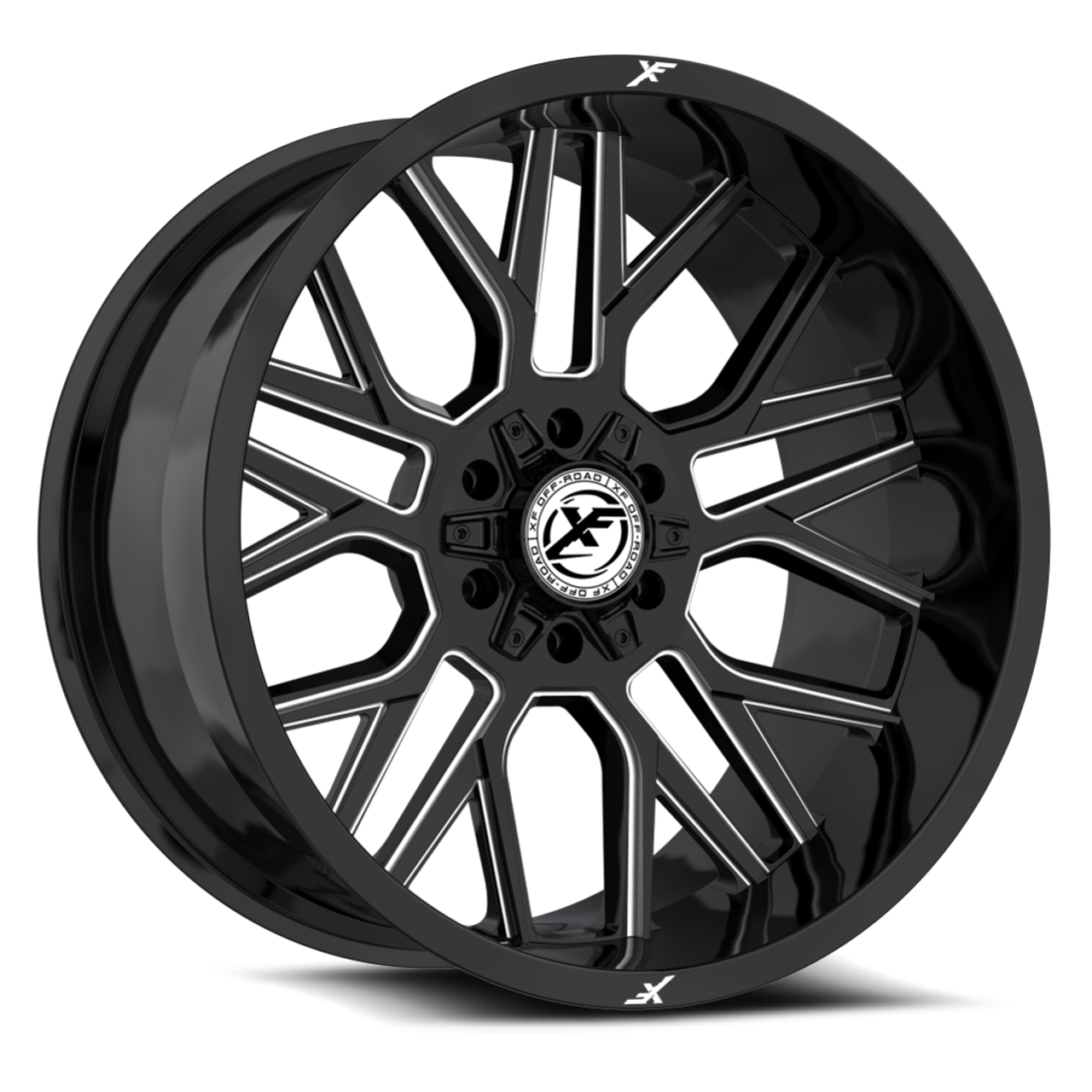 20" XF Off-Road XF-235 Gloss Black & Milled 20x9 Wheel 5x5 5x5.5 0mm Truck Rim