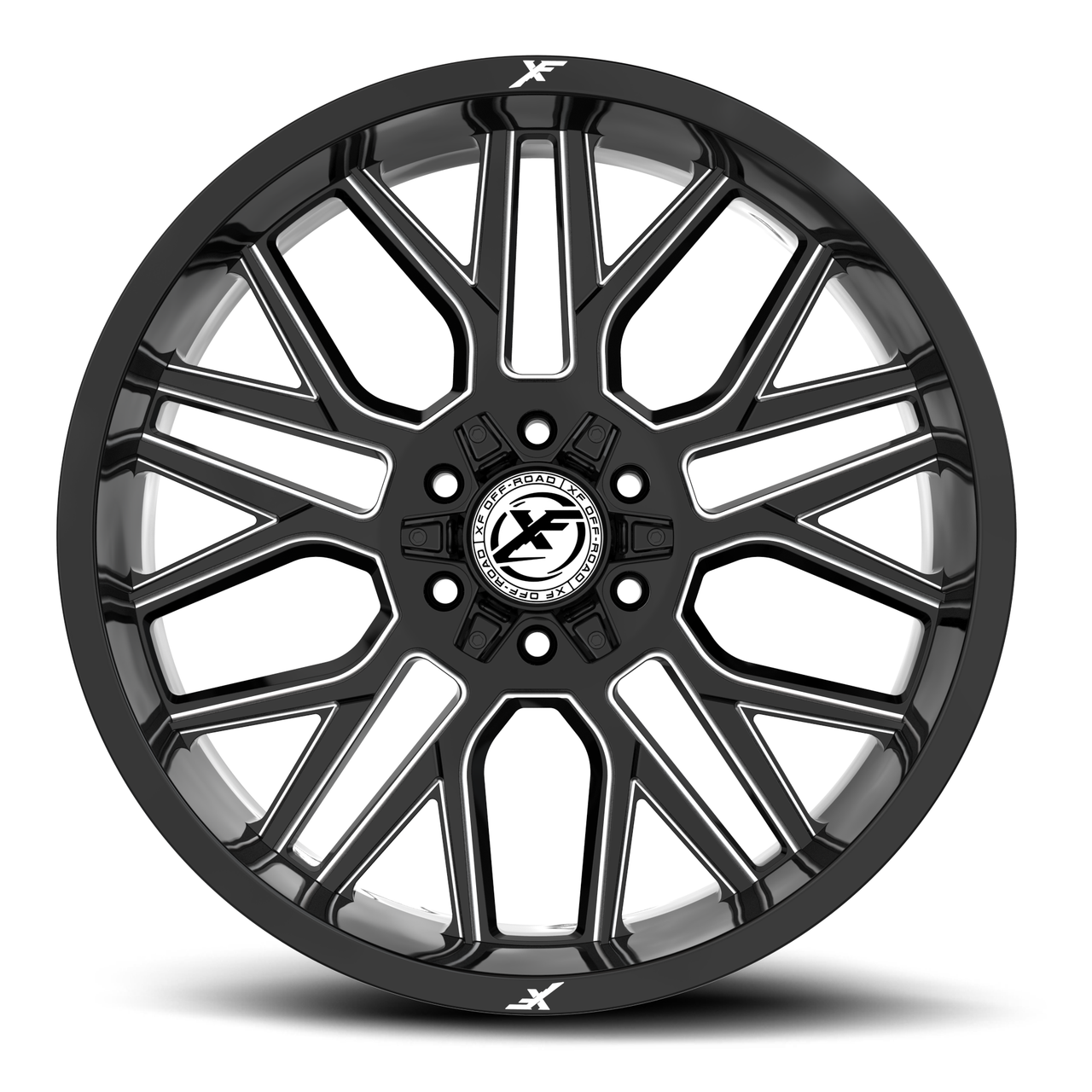 Set 4 20" XF Off-Road XF-235 Gloss Black & Milled 20x10 Wheels 5x5 5x5.5 -24mm