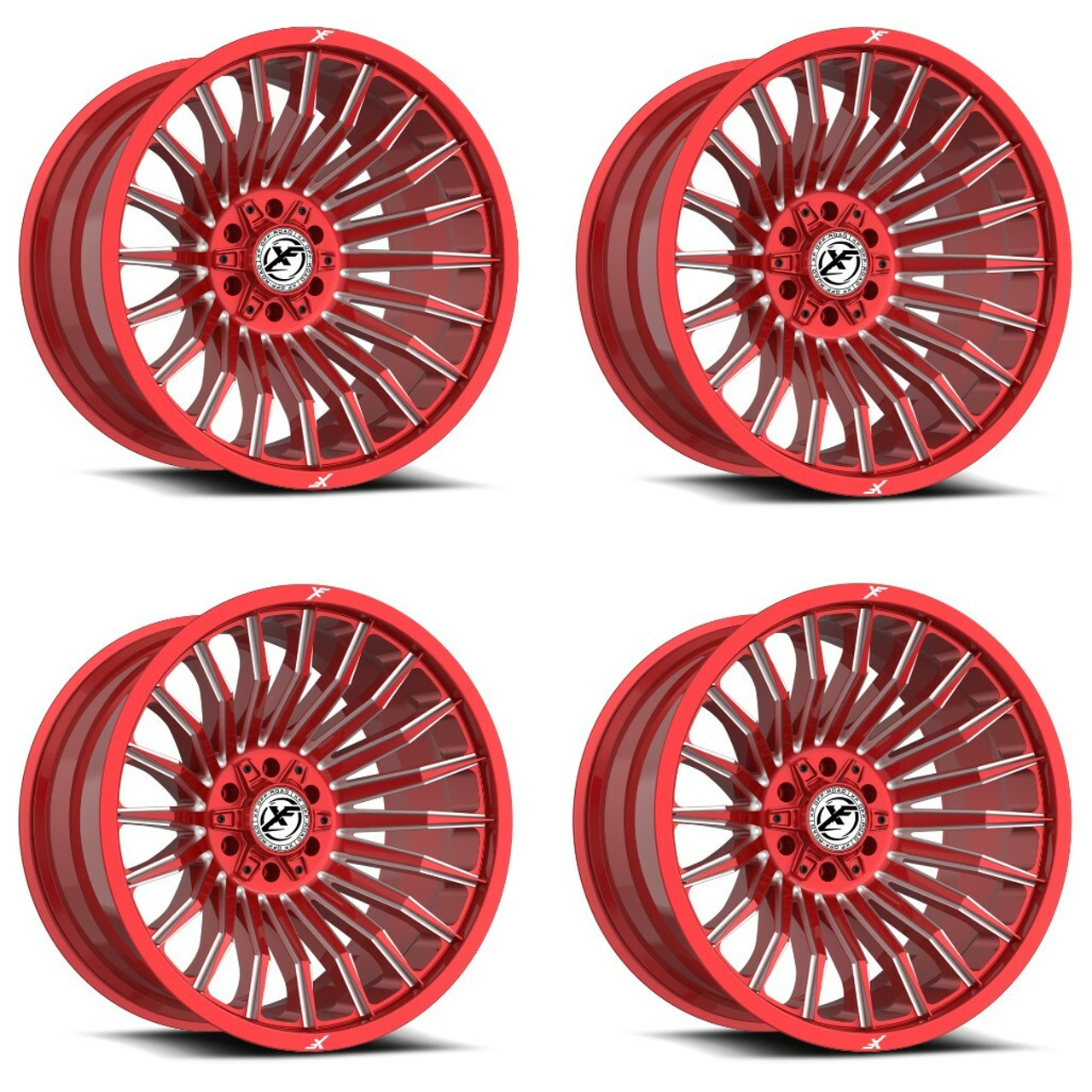 Set 4 26" XF Off-Road XF-231 Anodized Red Milled 26x14 Wheels 6x135 6x5.5 -76mm