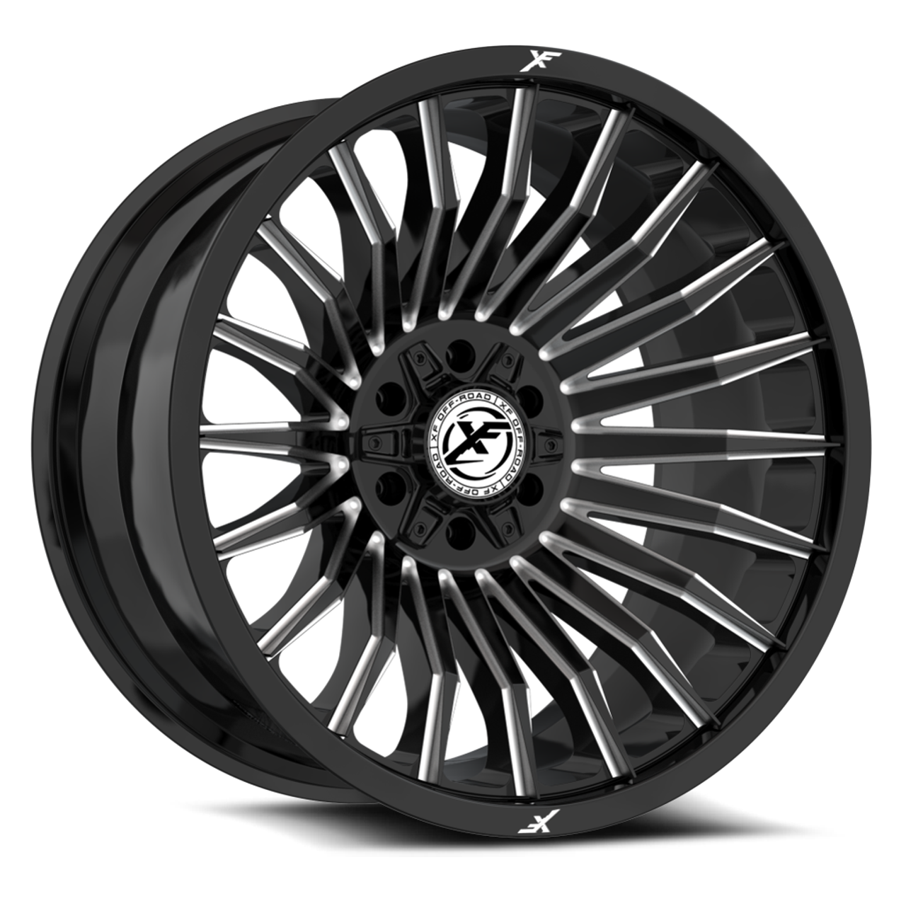 20" XF Off-Road XF-231 Gloss Black & Milled 20x10 Wheel 6x135 6x5.5 -12mm Rim