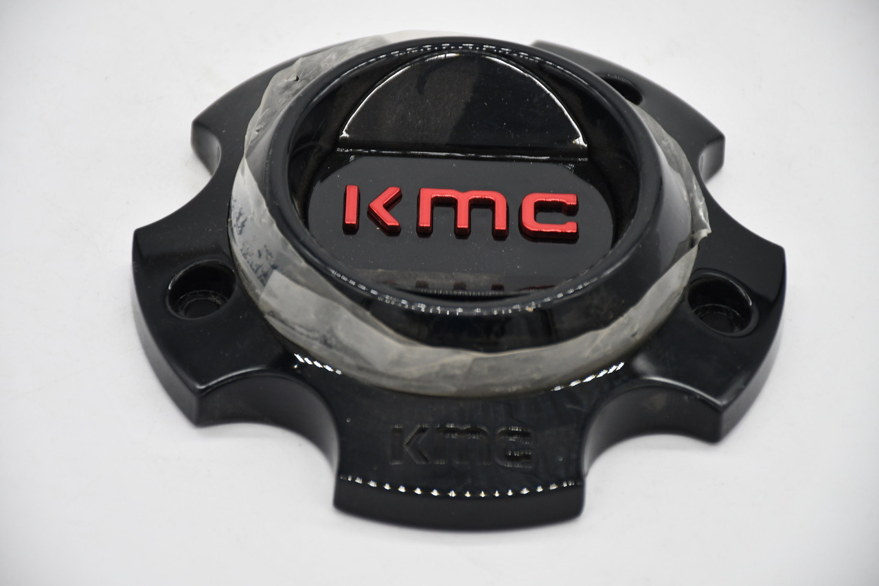 KMC Gloss Black Gloss Red Logo Wheel Center Cap Hub Cap T163H120-5-H30-S12 4.75"