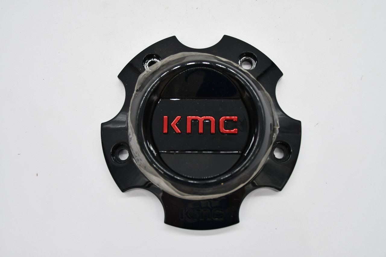 KMC Gloss Black Gloss Red Logo Wheel Center Cap Hub Cap T163H120-5-H30-S12 4.75"