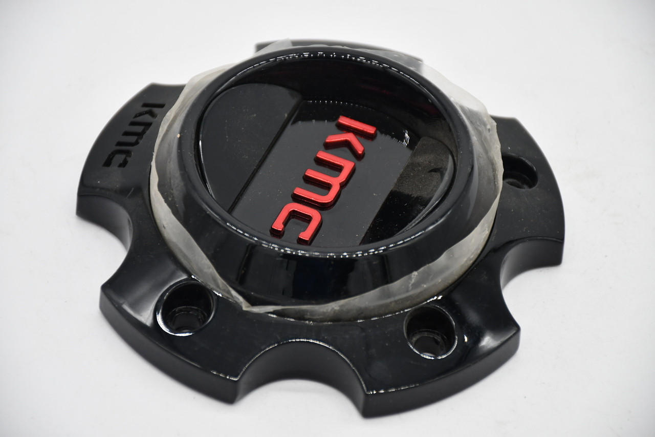 KMC Gloss Black Gloss Red Logo Wheel Center Cap Hub Cap T163H120-5-H30-S12 4.75"