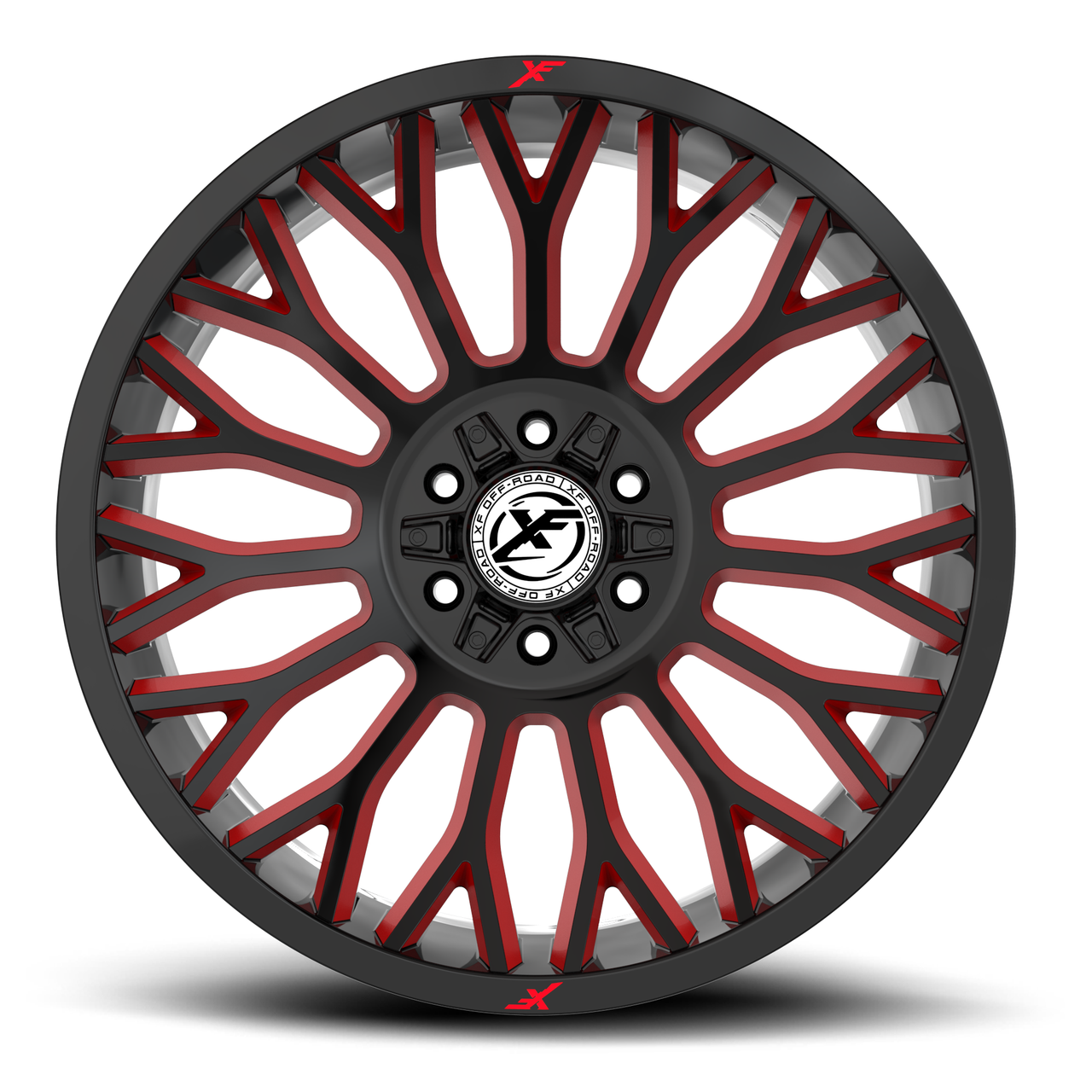 Set 4 20" XF Off-Road XF-237 Gloss Black Red Milled 20x9 Wheels 6x135 6x5.5 12mm