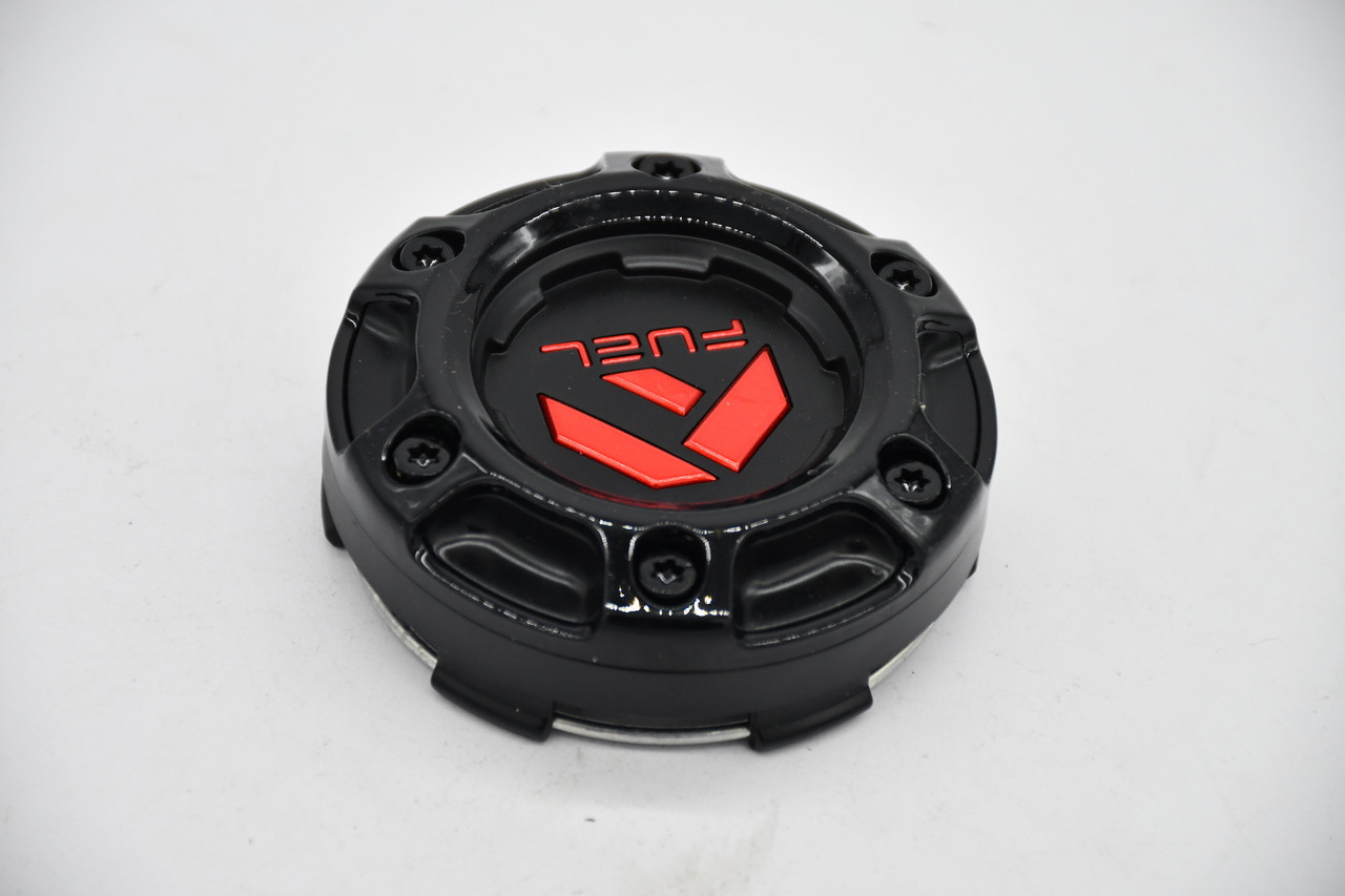 Fuel Gloss Black Gloss Red Logo Wheel Center Cap Hub Cap 1004-68GBQ 3.25"