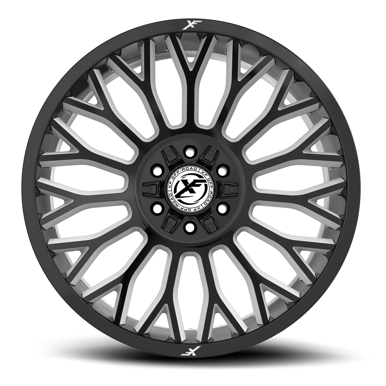24" XF Off-Road XF-237 Gloss Black & Milled 24x12 Wheel 6x135 6x5.5 -44mm Rim