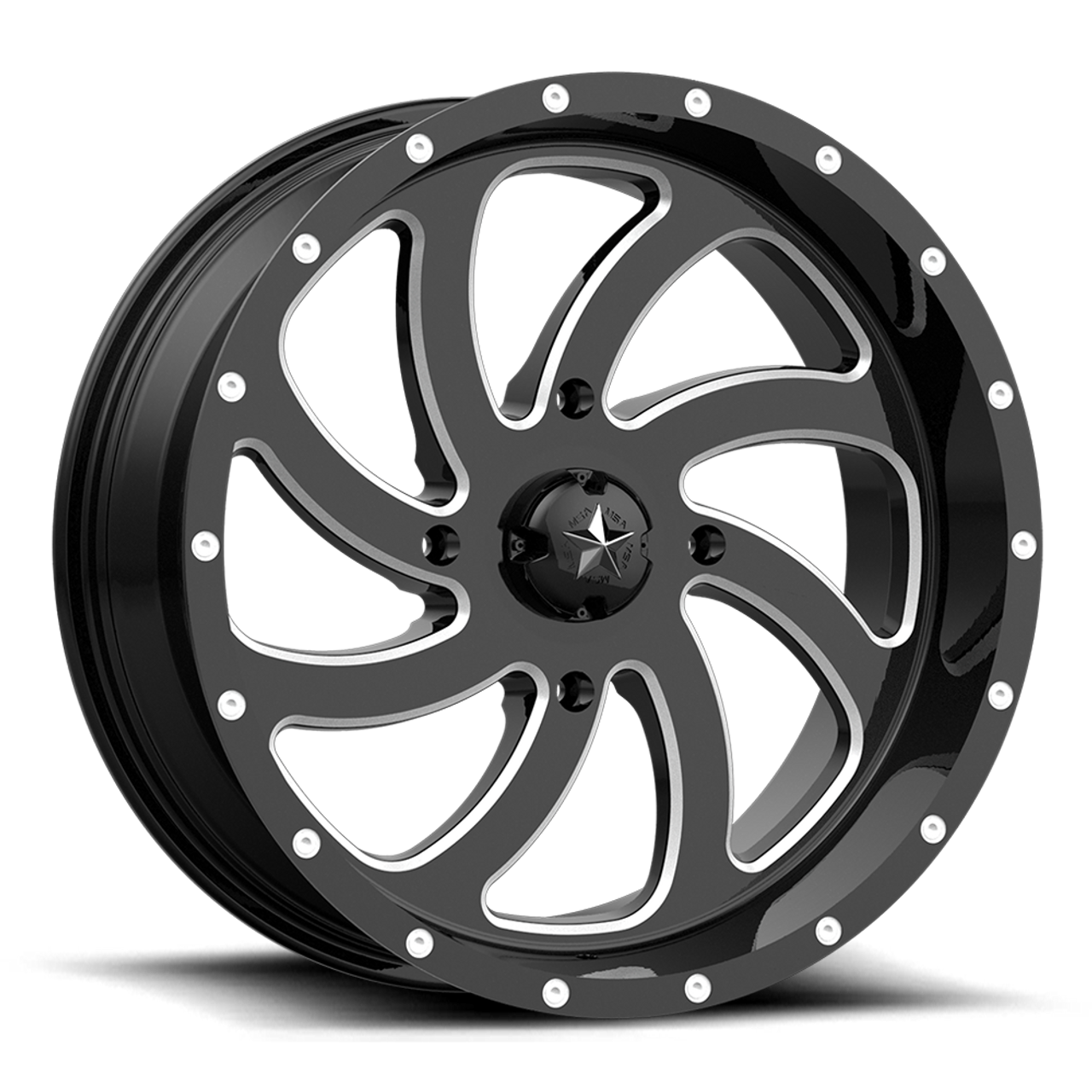 MSA Offroad Wheels M36 Switch 22x7 4x156 Gloss Black Milled Wheel 22" 0mm Rim