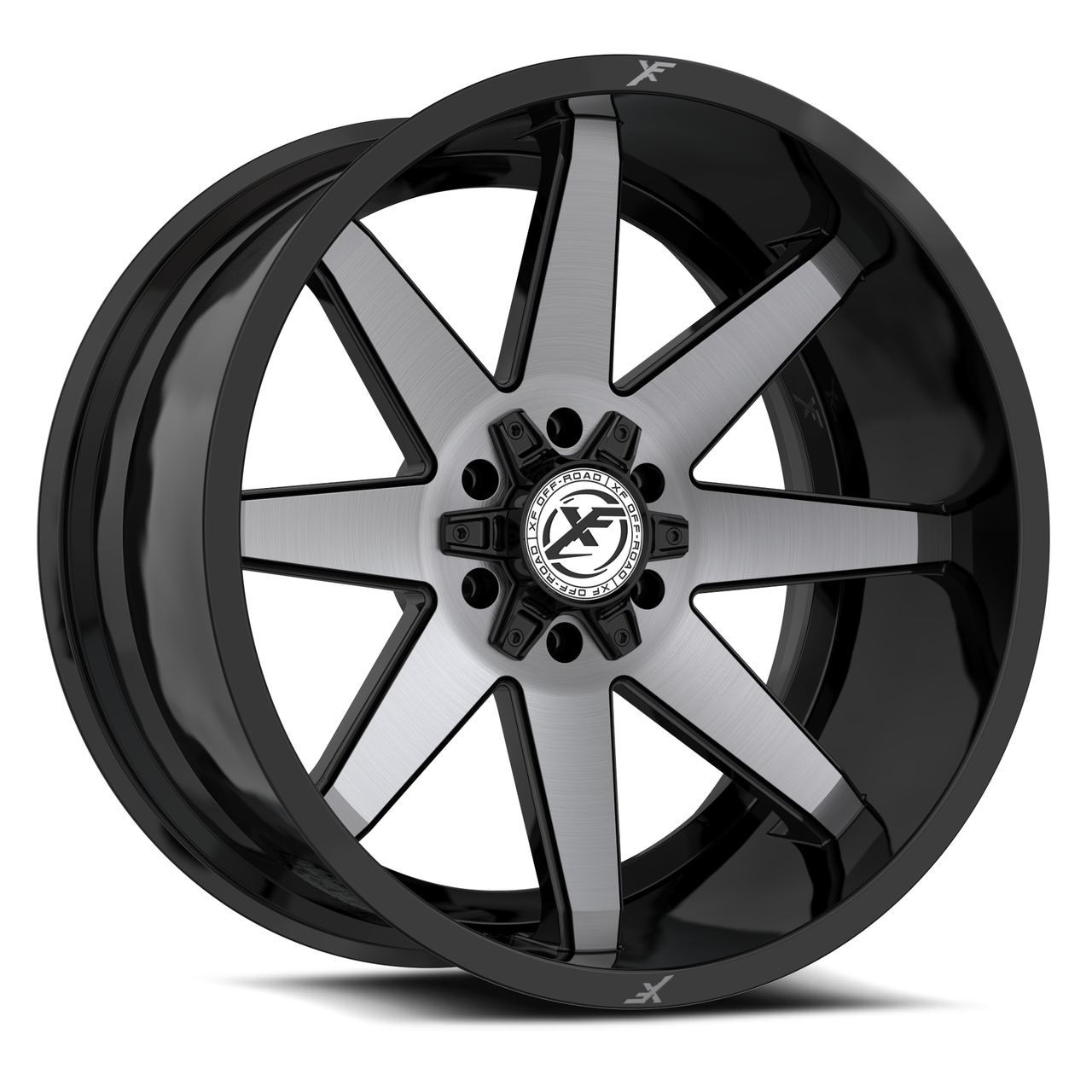 20" XF Off-Road XF-236 Gloss Black Brushed DDT 20x9 Wheel 5x5 5x5.5 12mm Rim