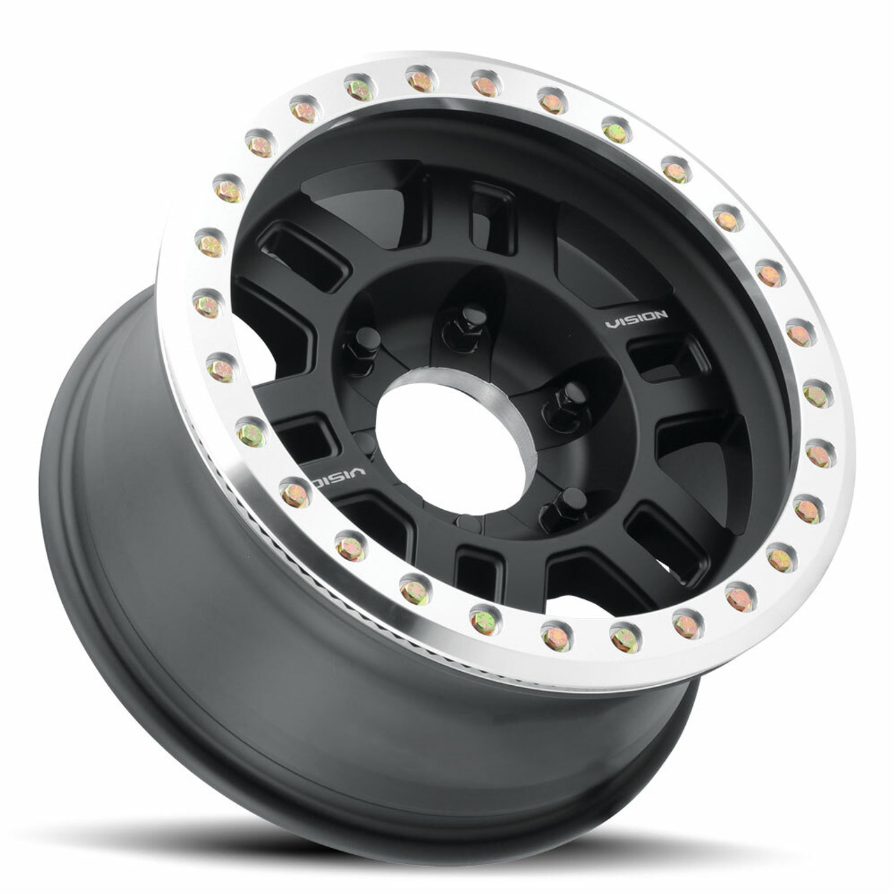 17" Vision Off-Road 398BL Manx Beadlock 17x8.5 Black Machined Ring 5x4.5 Wheel -15mm