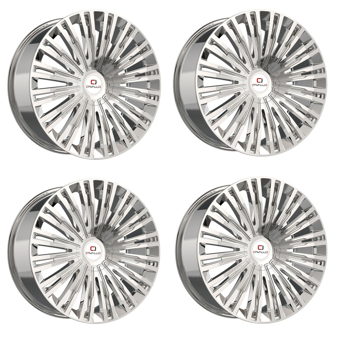 Set 4 20" Cavallo CLV-48 Nano Chrome 20x8.5 Wheels 5x4.5 5x120 35mm Rims