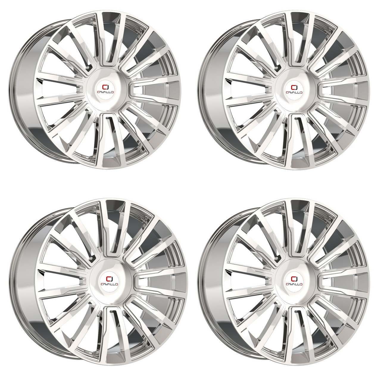 Set 4 22" Cavallo CLV-47 Nano Chrome 22x9.5 Wheels 5x115 5x120 15mm Rims