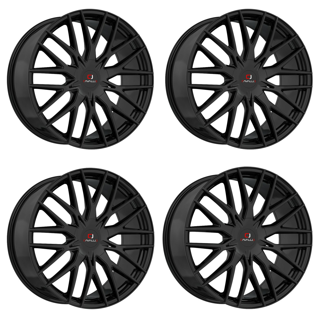 Set 4 18" Cavallo CLV-45 Gloss Black 18x8 Wheels 5x112 5x4.5 35mm Rims