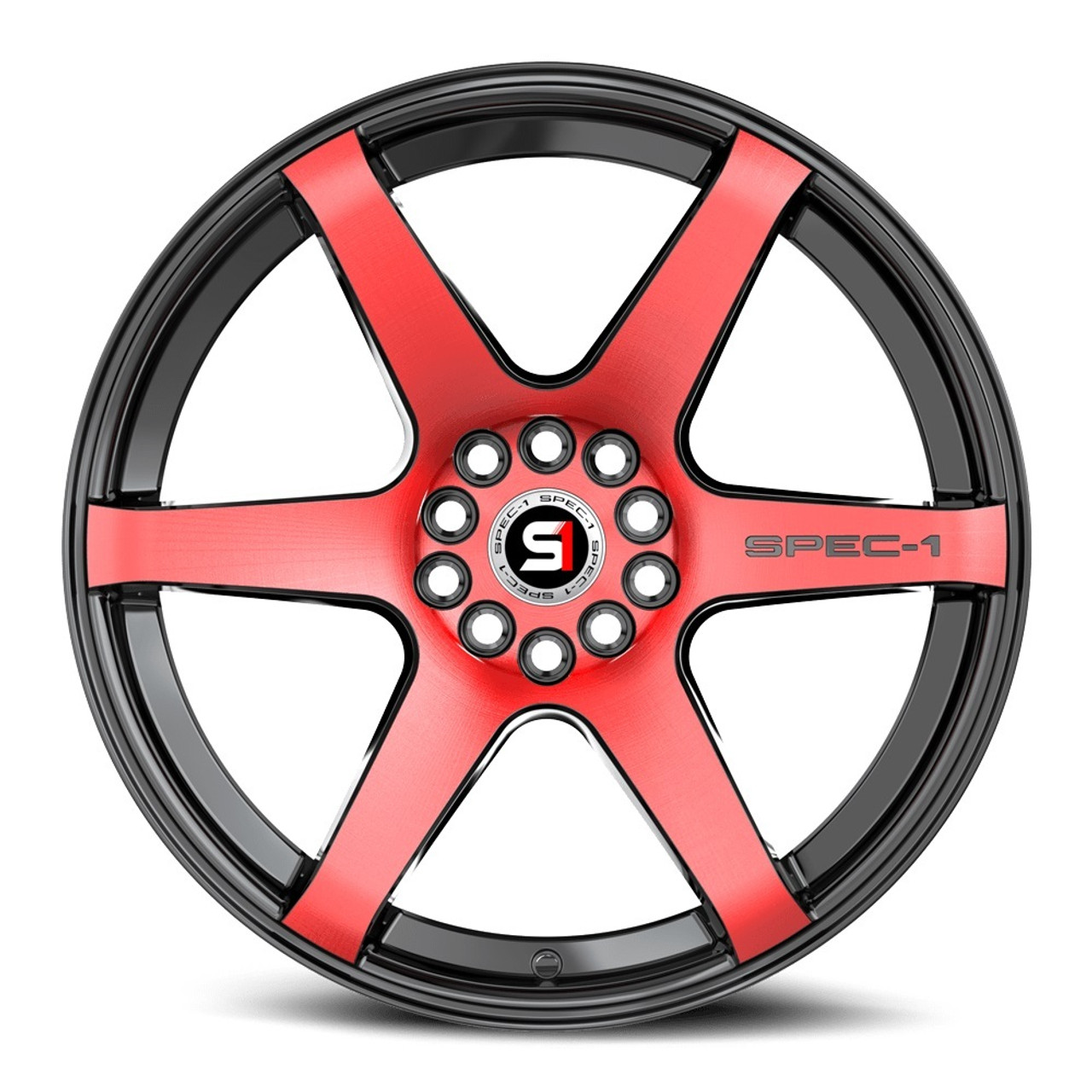 17" Spec-1 SPT-32 Gloss Black & Red Machined 17x8 Wheel 5x105 5x4.5 42mm Rim