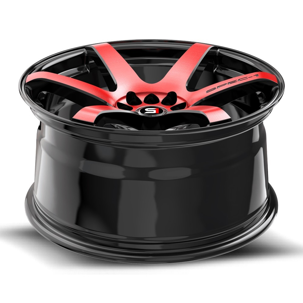 Set 4 17" Spec-1 SPT-32 Gloss Black & Red Machined 17x8 Wheels 5x100 5x4.5 42mm