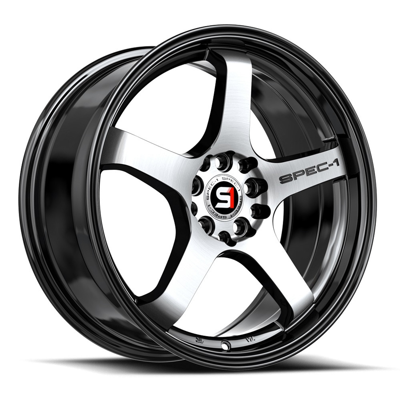 18" Spec-1 SPT-31 Gloss Black & Machined 18x8.5 Wheel 4x100 4x4.5 38mm Rim