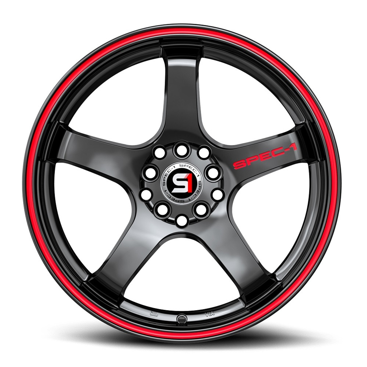 17" Spec-1 SPT-31 Gloss Black & Red Line 17x7.5 Wheel 5x4.5 5x120 42mm Rim