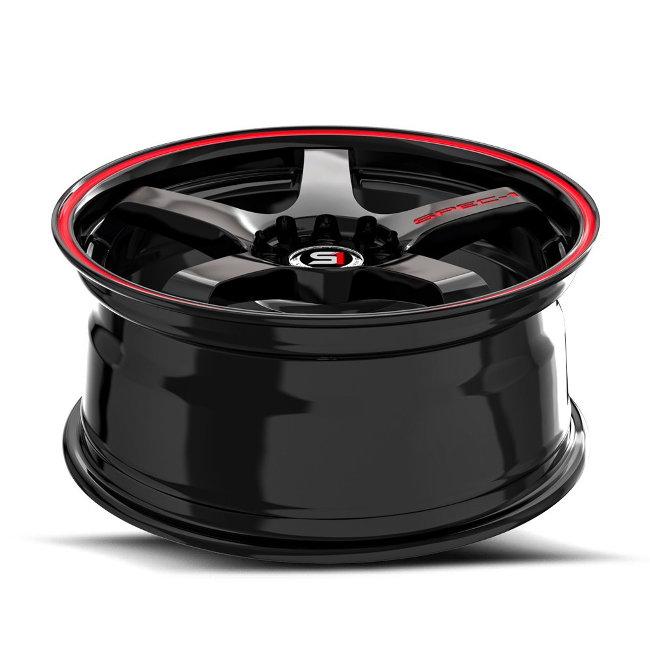 17" Spec-1 SPT-31 Gloss Black & Red Line 17x7.5 Wheel 5x4.5 5x120 42mm Rim