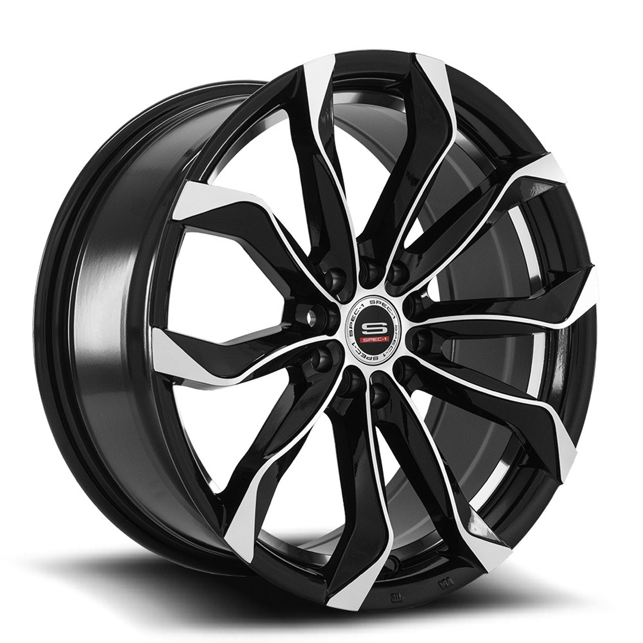 Set 4 17" Spec-1 SP-44 Gloss Black Machined 17x7.5 Wheels 4x100 4x4.5 35mm Rims