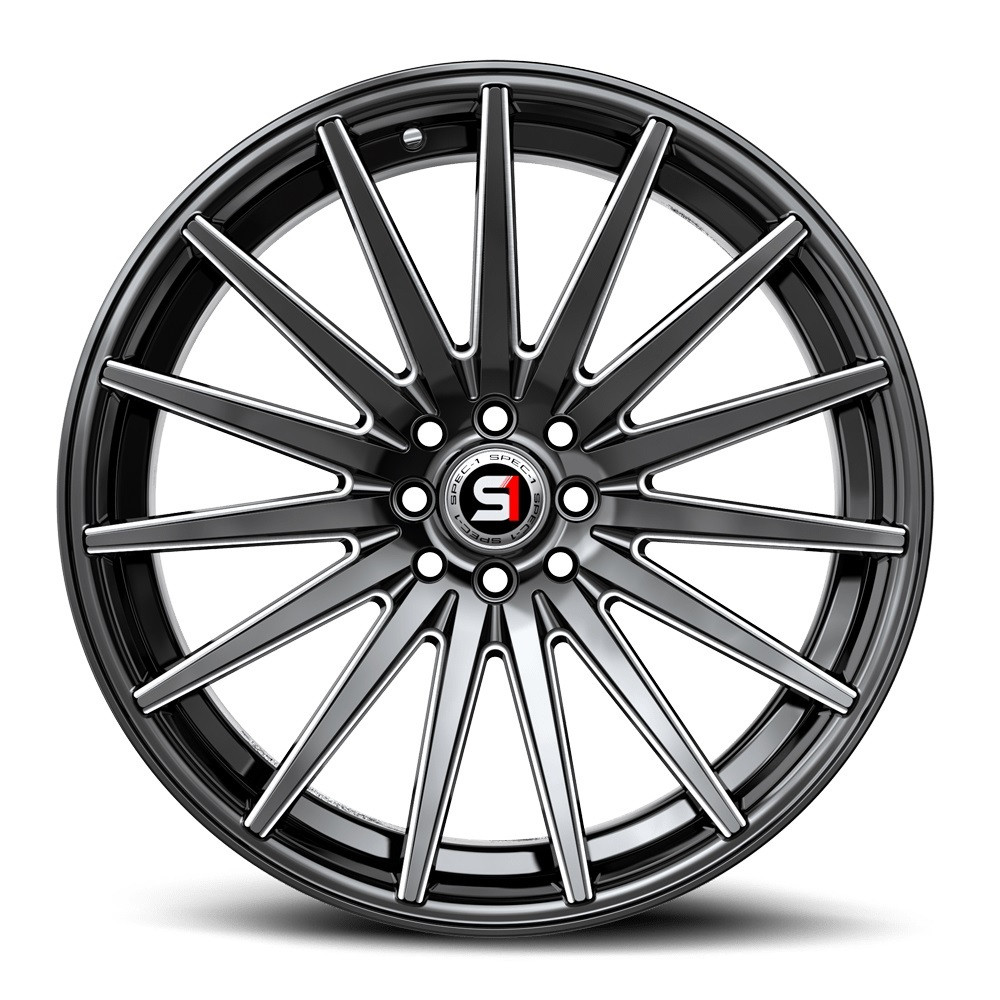 20" Spec-1 SP-69 Gloss Black & Milled 20x8.5 Wheel 5x112 5x4.5 38mm Rim