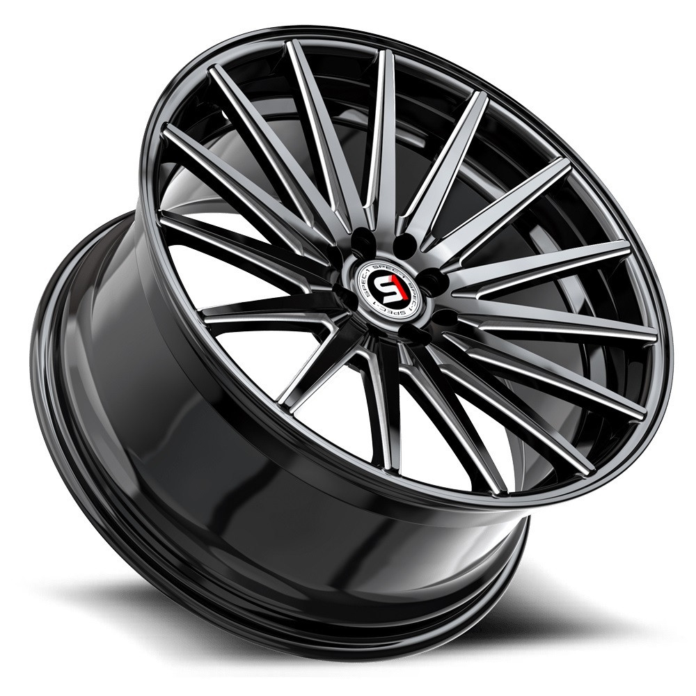 20" Spec-1 SP-69 Gloss Black & Milled 20x8.5 Wheel 5x112 5x4.5 38mm Rim